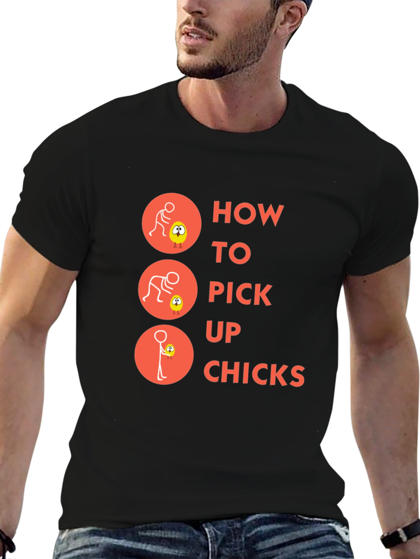 Humorous How to Pick Up Chicks Graphic T-Shirt