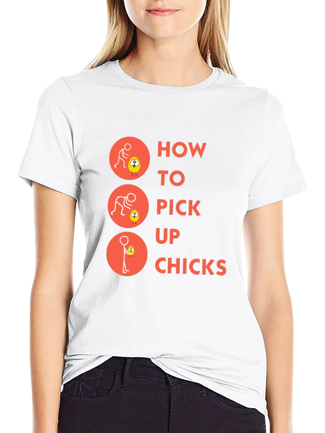 Humorous How to Pick Up Chicks Graphic T-Shirt