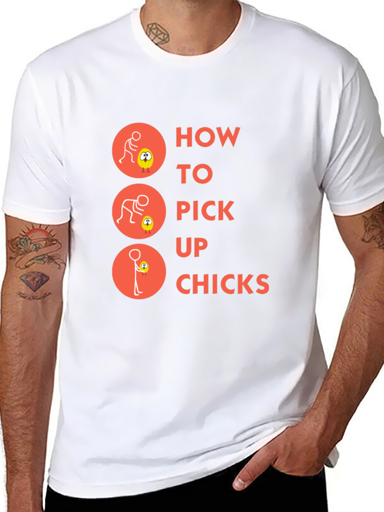 Humorous How to Pick Up Chicks Graphic T-Shirt