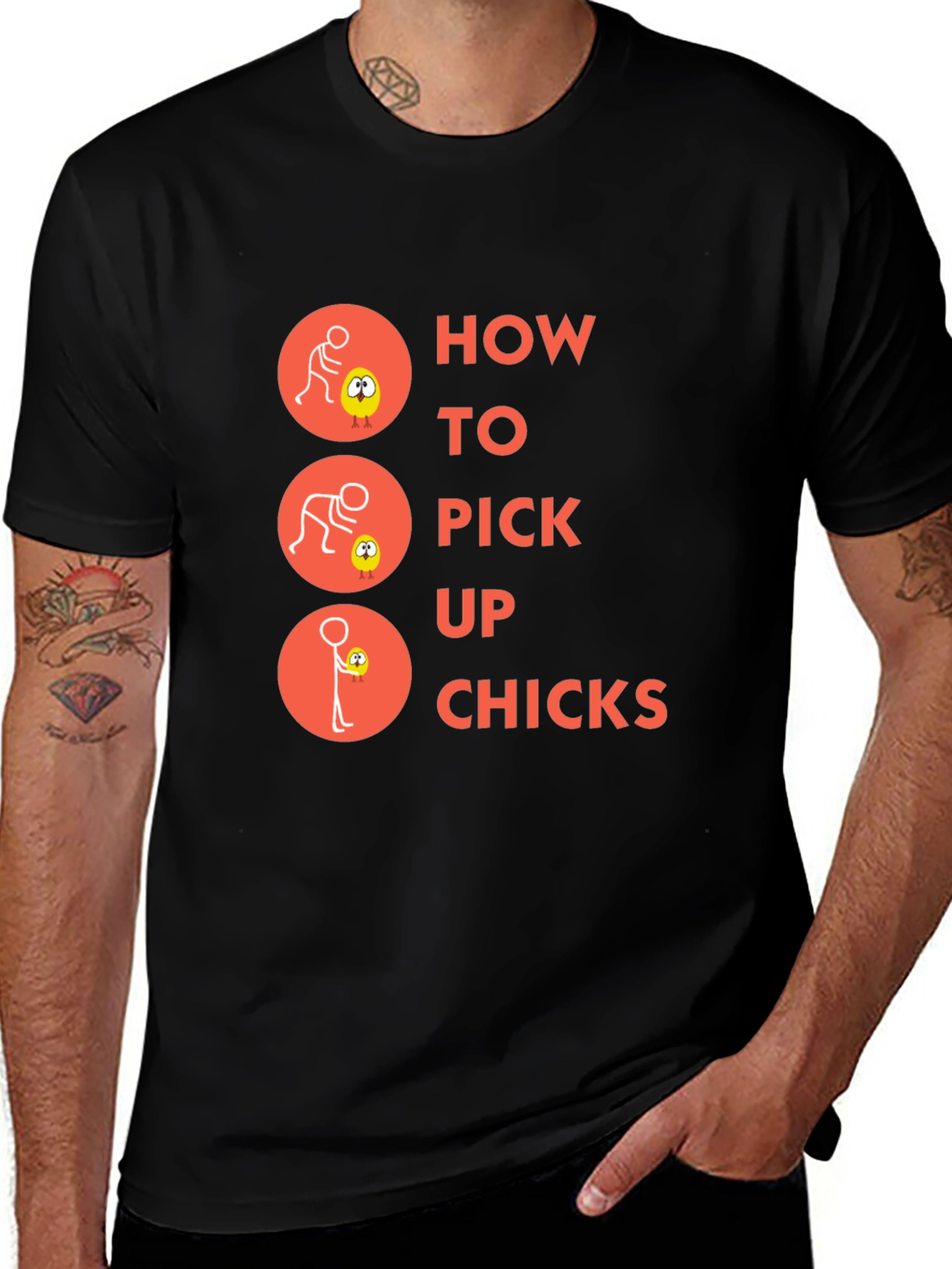 Humorous How to Pick Up Chicks Graphic T-Shirt