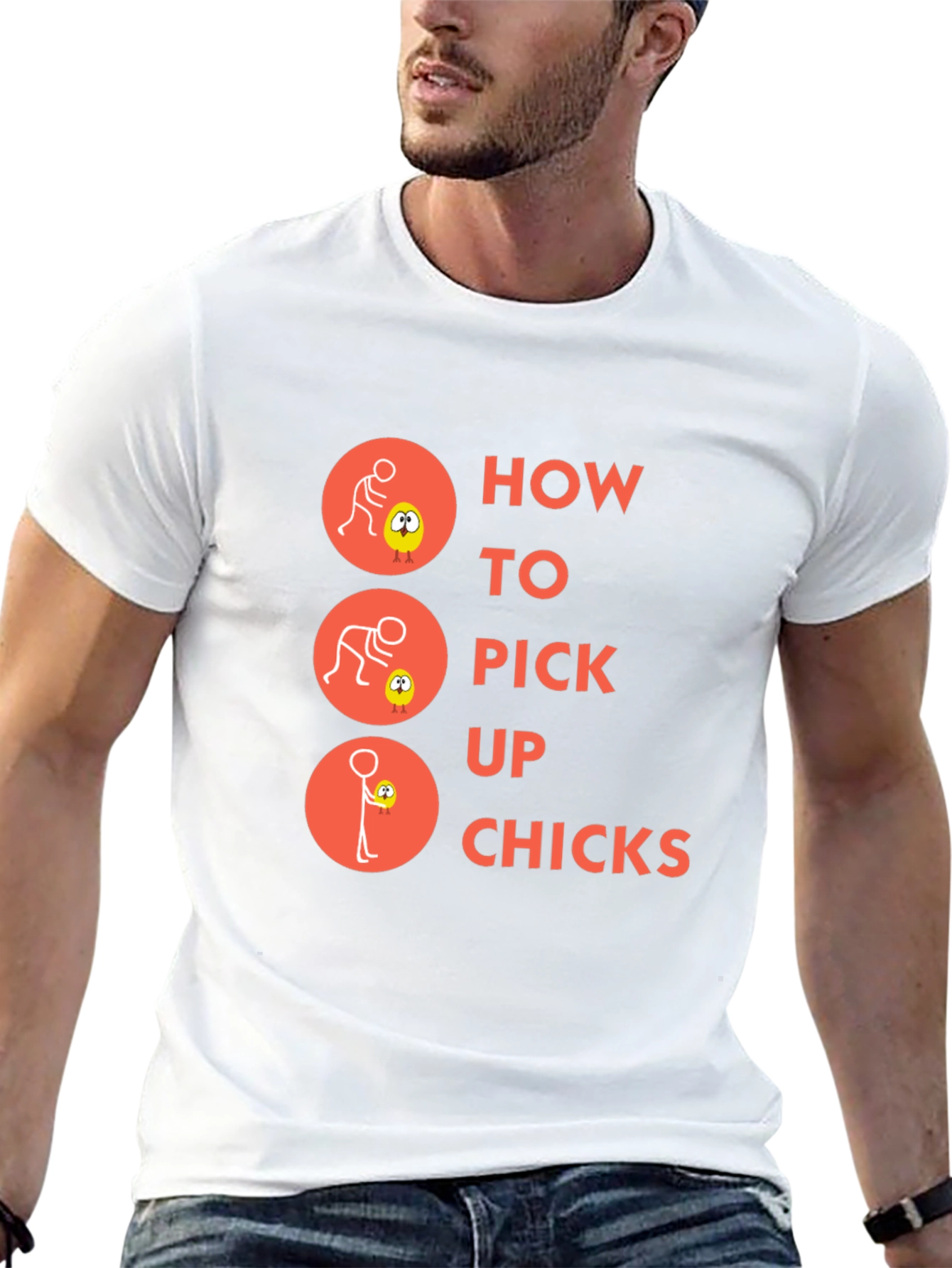 Humorous How to Pick Up Chicks Graphic T-Shirt