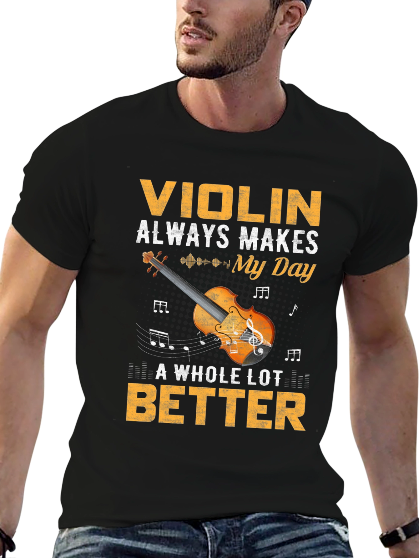 Violin Makes My Day Better Graphic T-Shirt