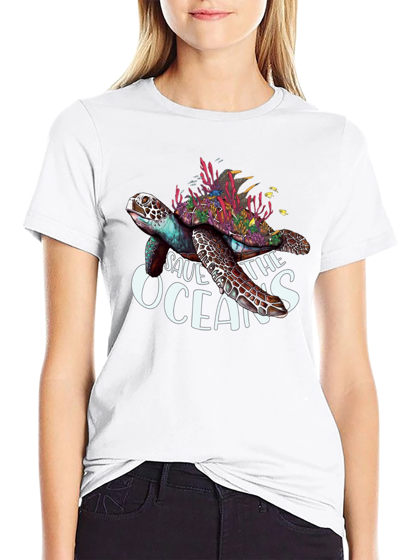 Save the Oceans Turtle Graphic T-Shirt