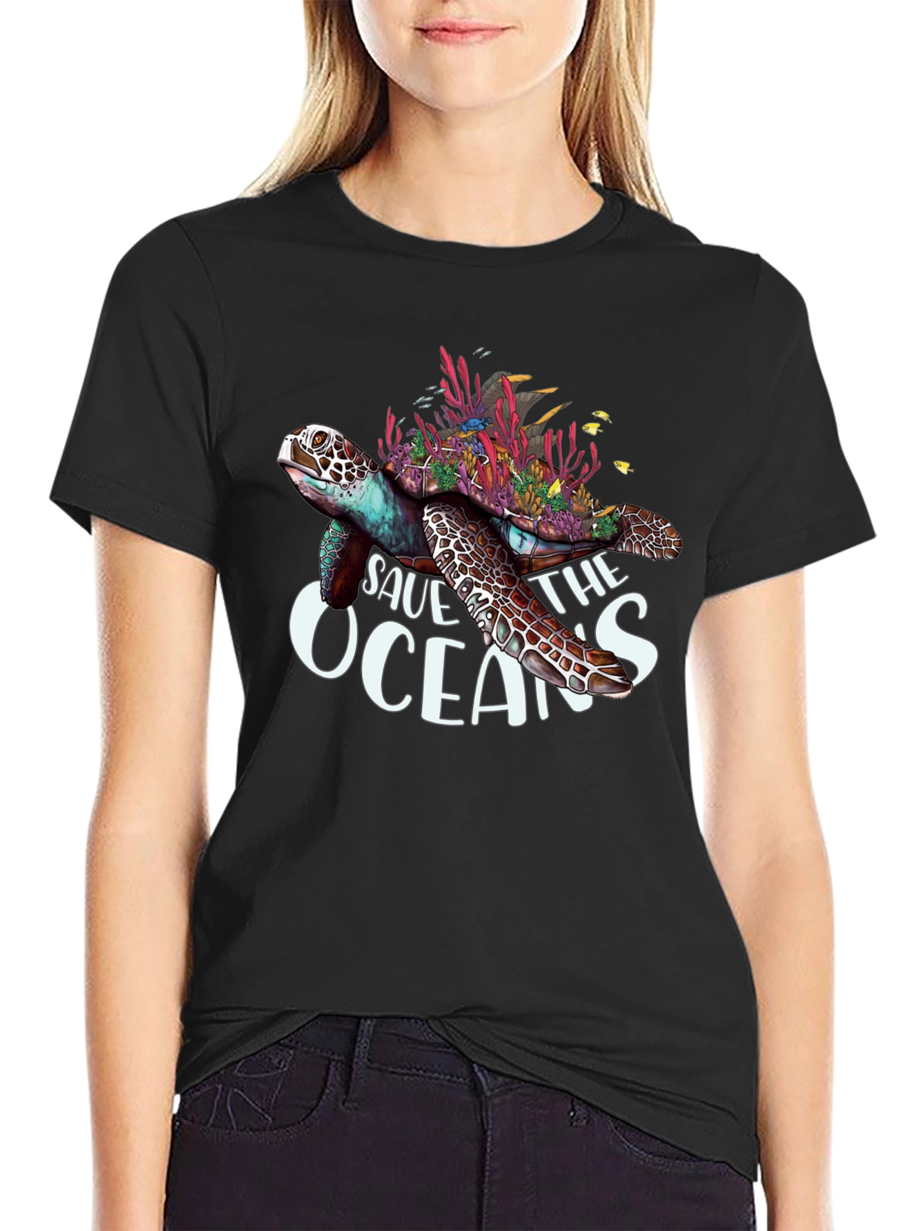 Save the Oceans Turtle Graphic T-Shirt