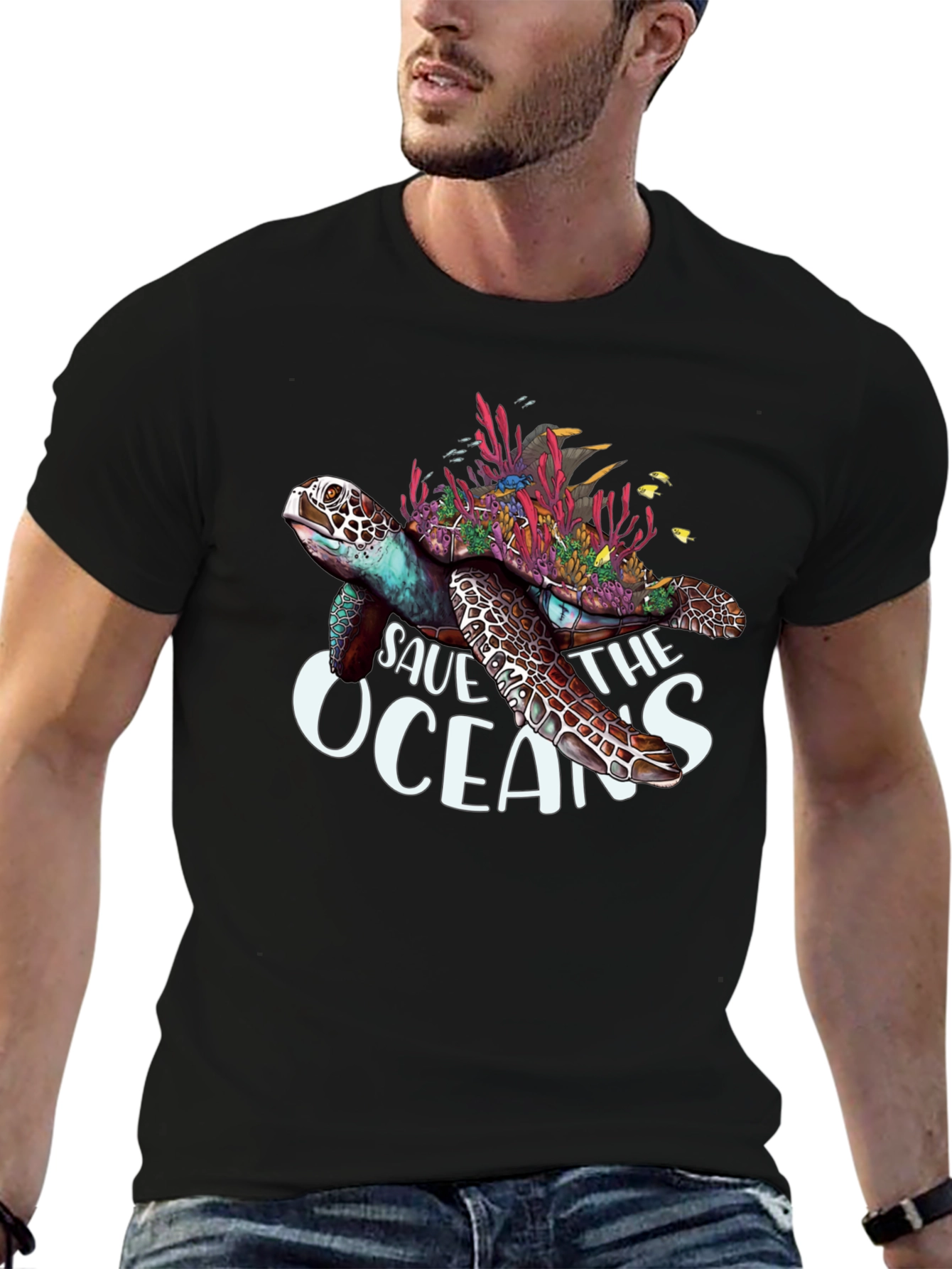 Save the Oceans Turtle Graphic T-Shirt