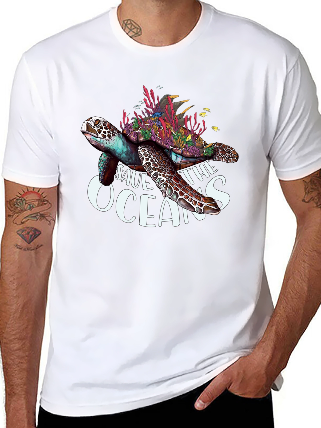 Save the Oceans Turtle Graphic T-Shirt