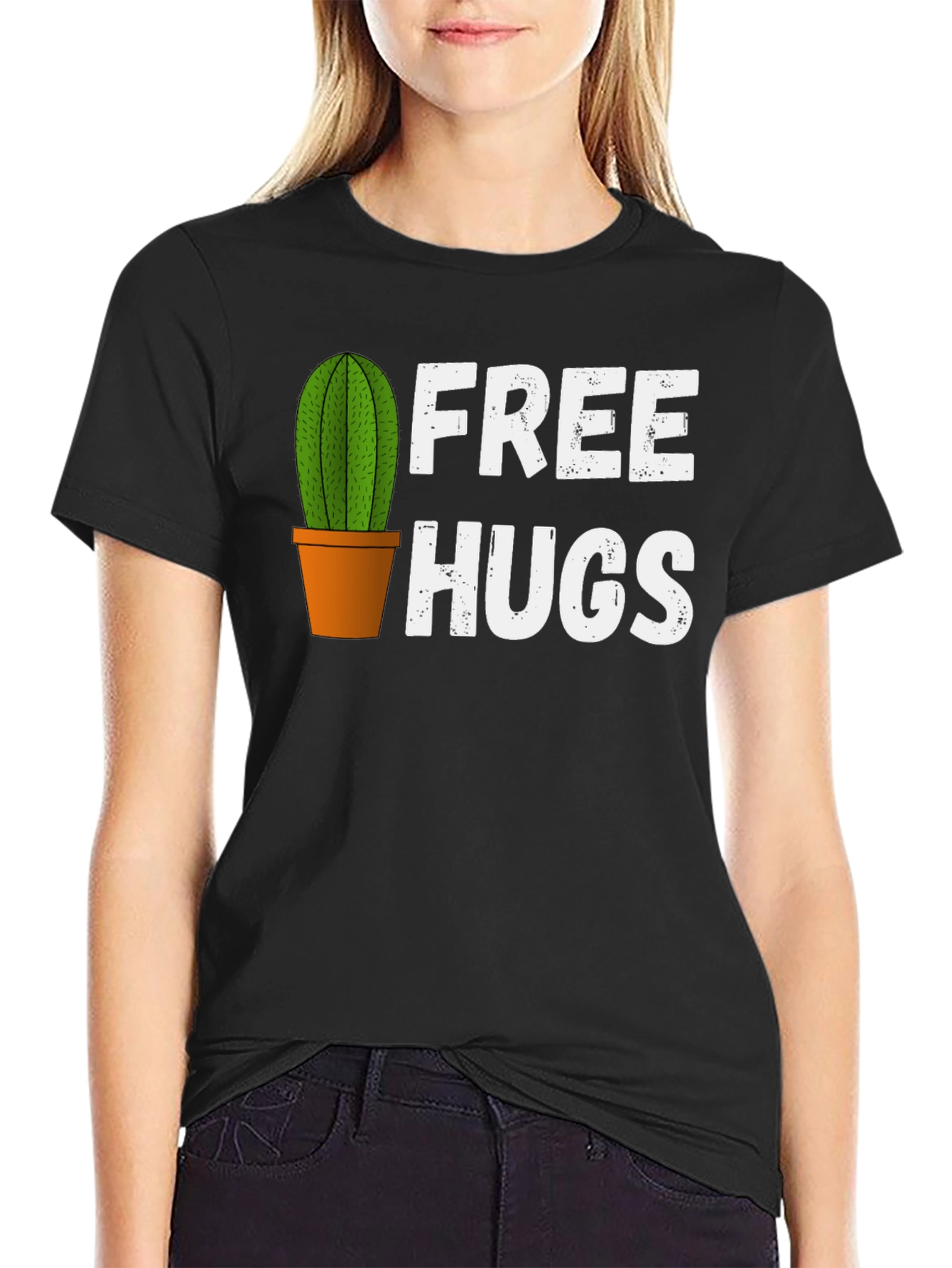 Funny Cactus Free Hugs Graphic T-Shirt