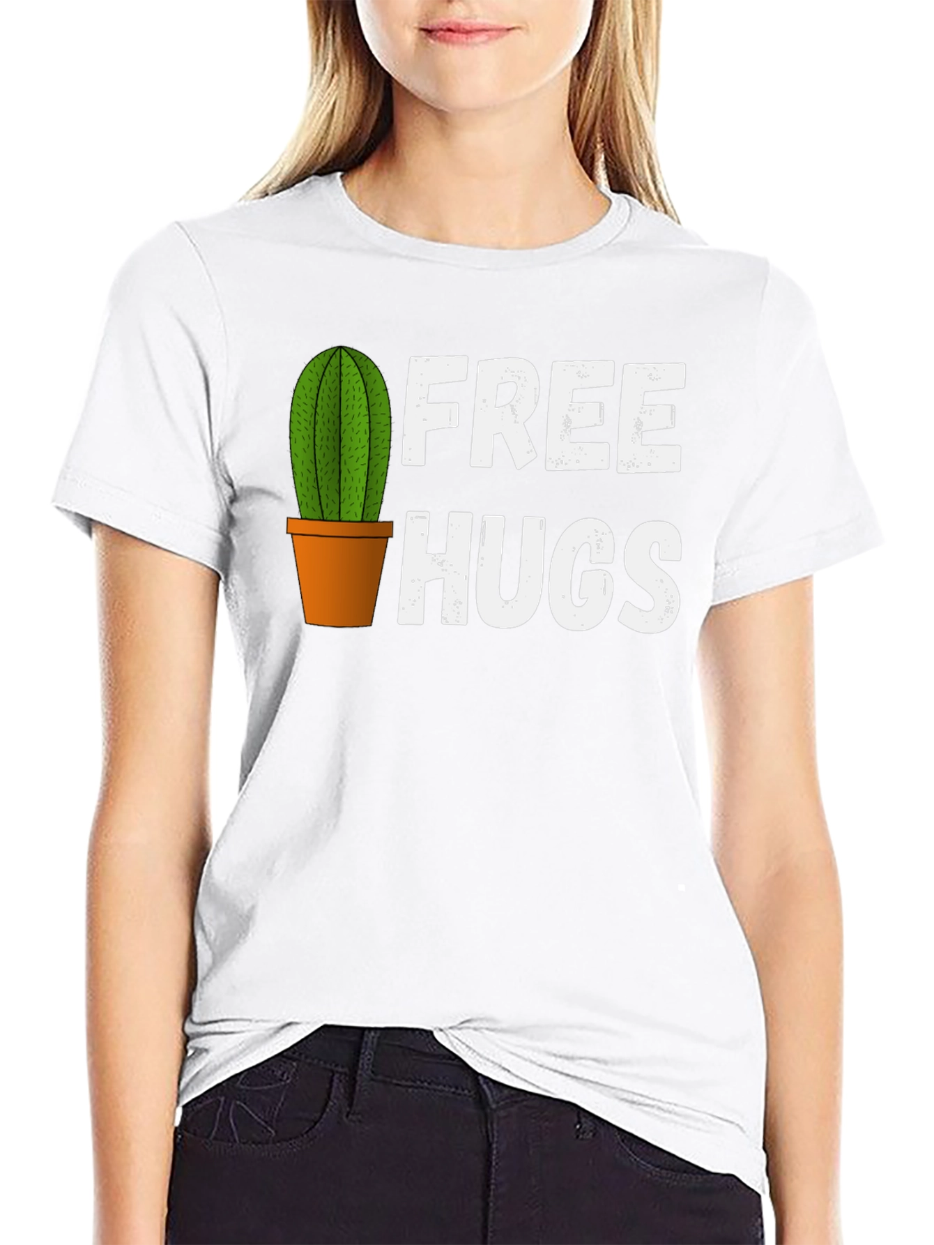 Funny Cactus Free Hugs Graphic T-Shirt
