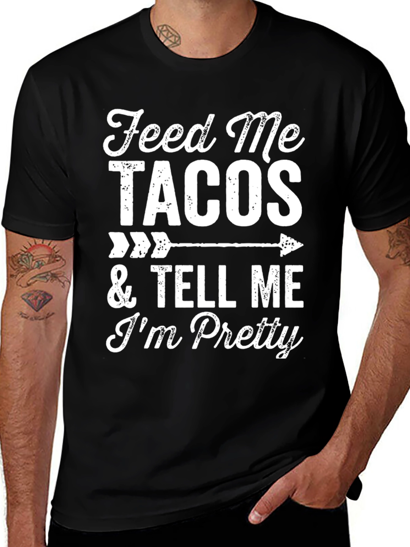 Feed Me Tacos Funny Mens Graphic Tee