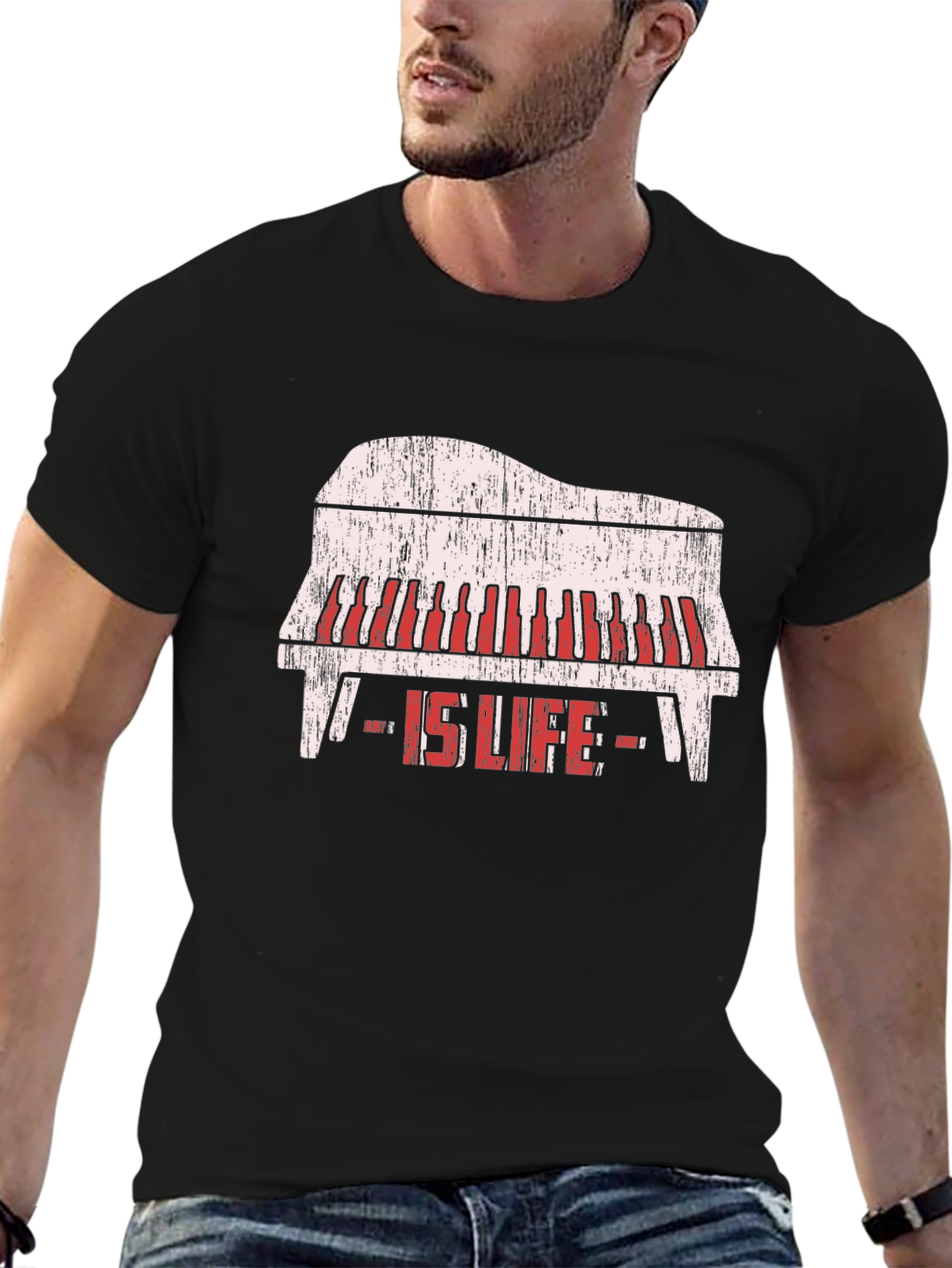 Piano Is Life Black Graphic Tee