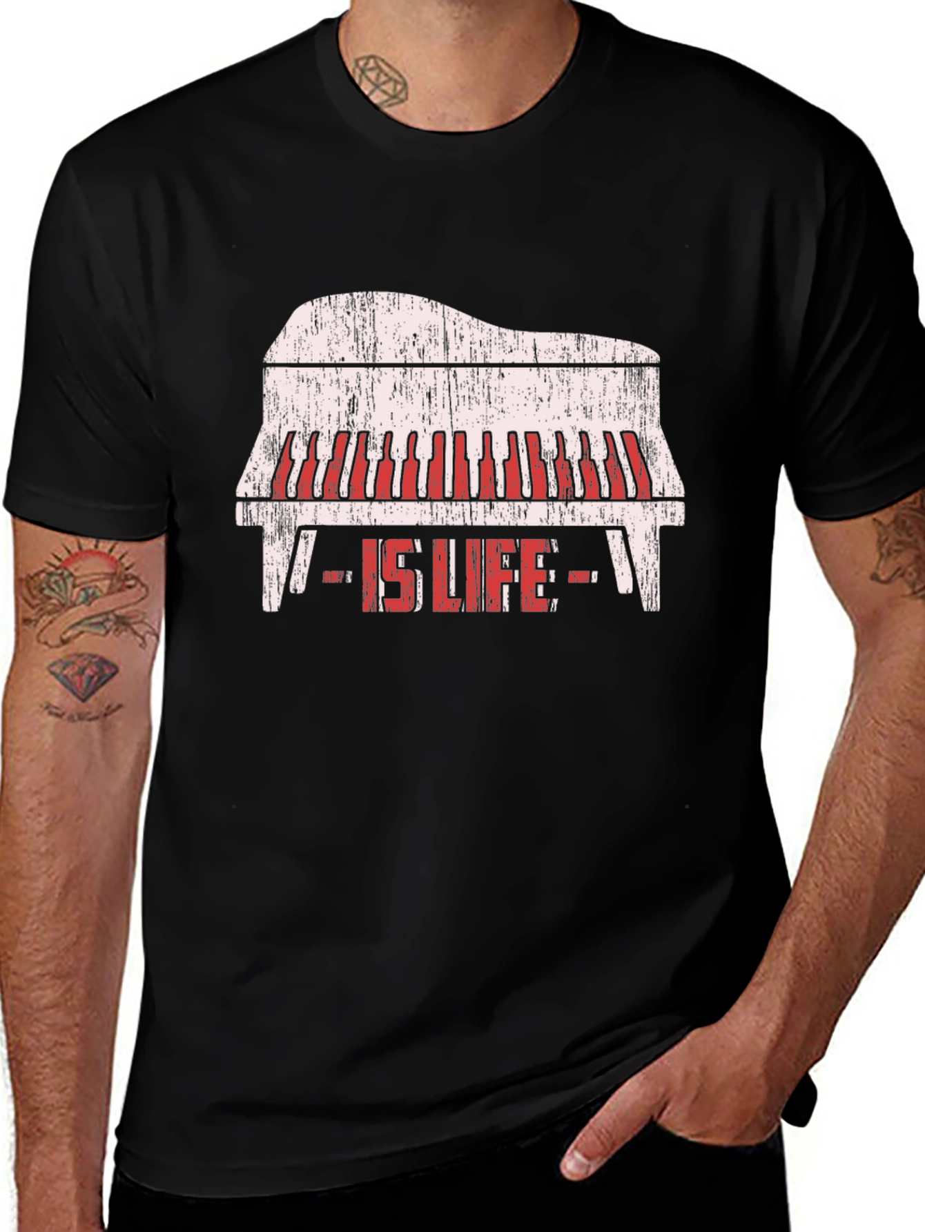 Piano Is Life Black Graphic Tee