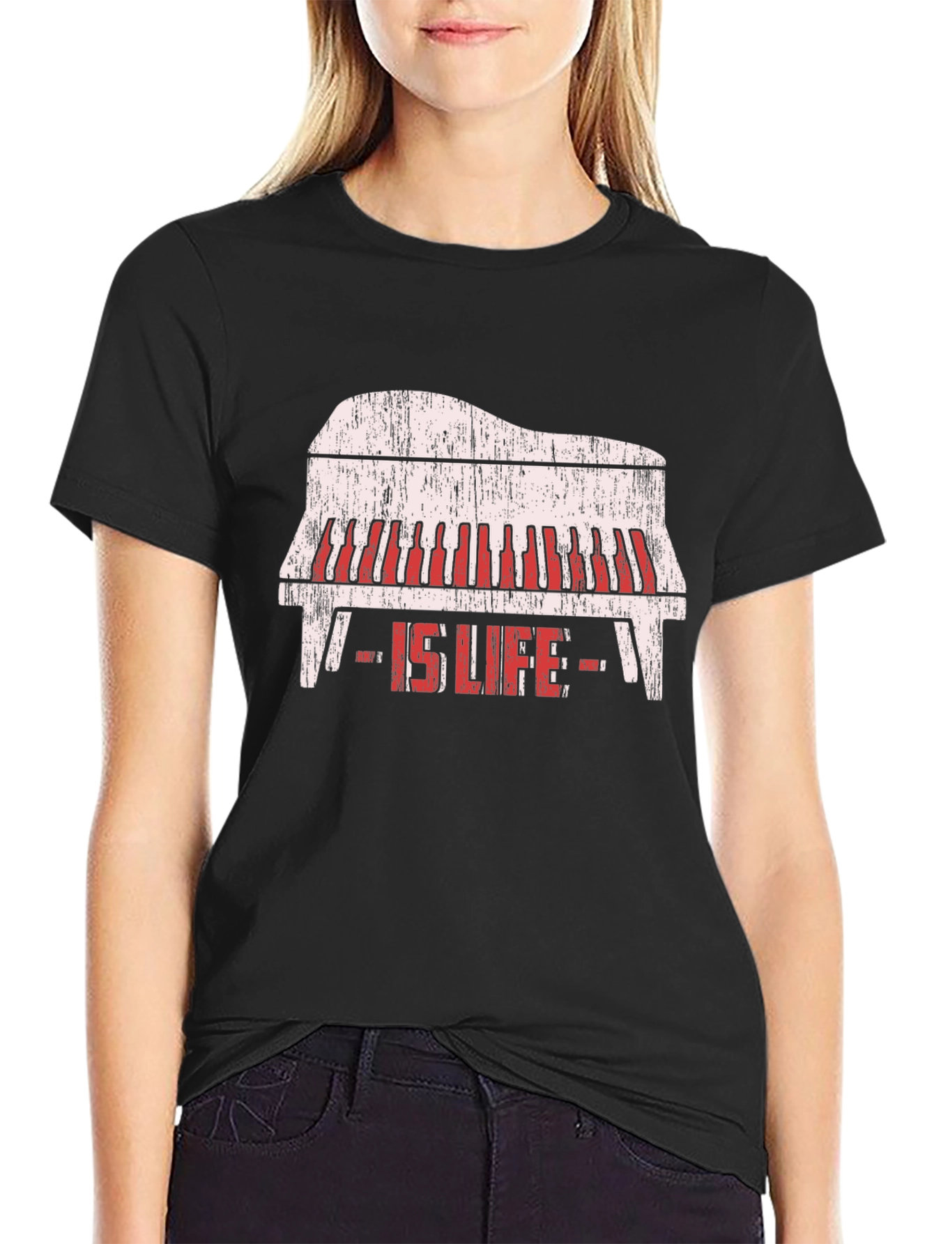 Piano Is Life Black Graphic Tee