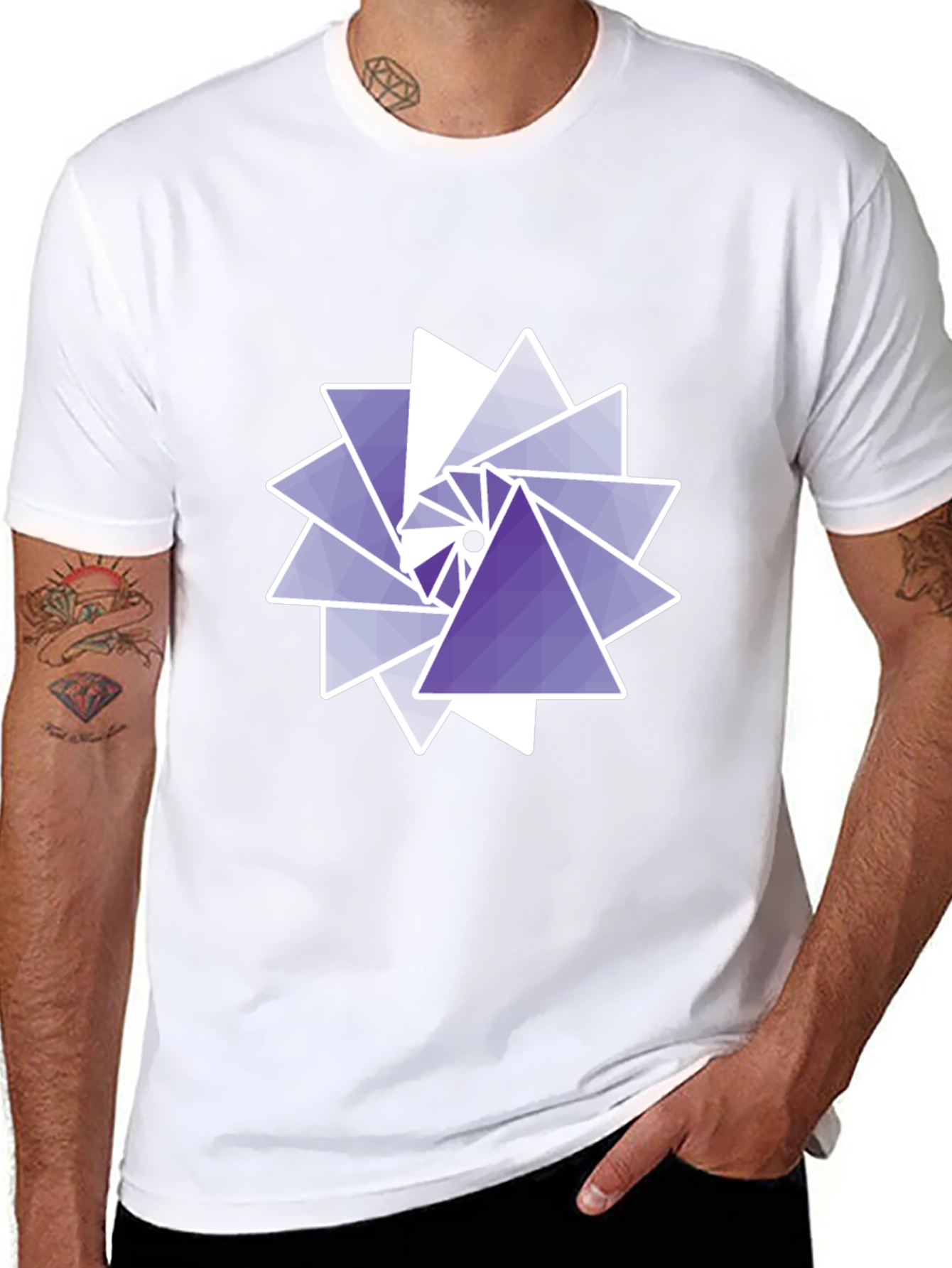 Geometric Triangle Swirl Graphic Tee - Modern Design