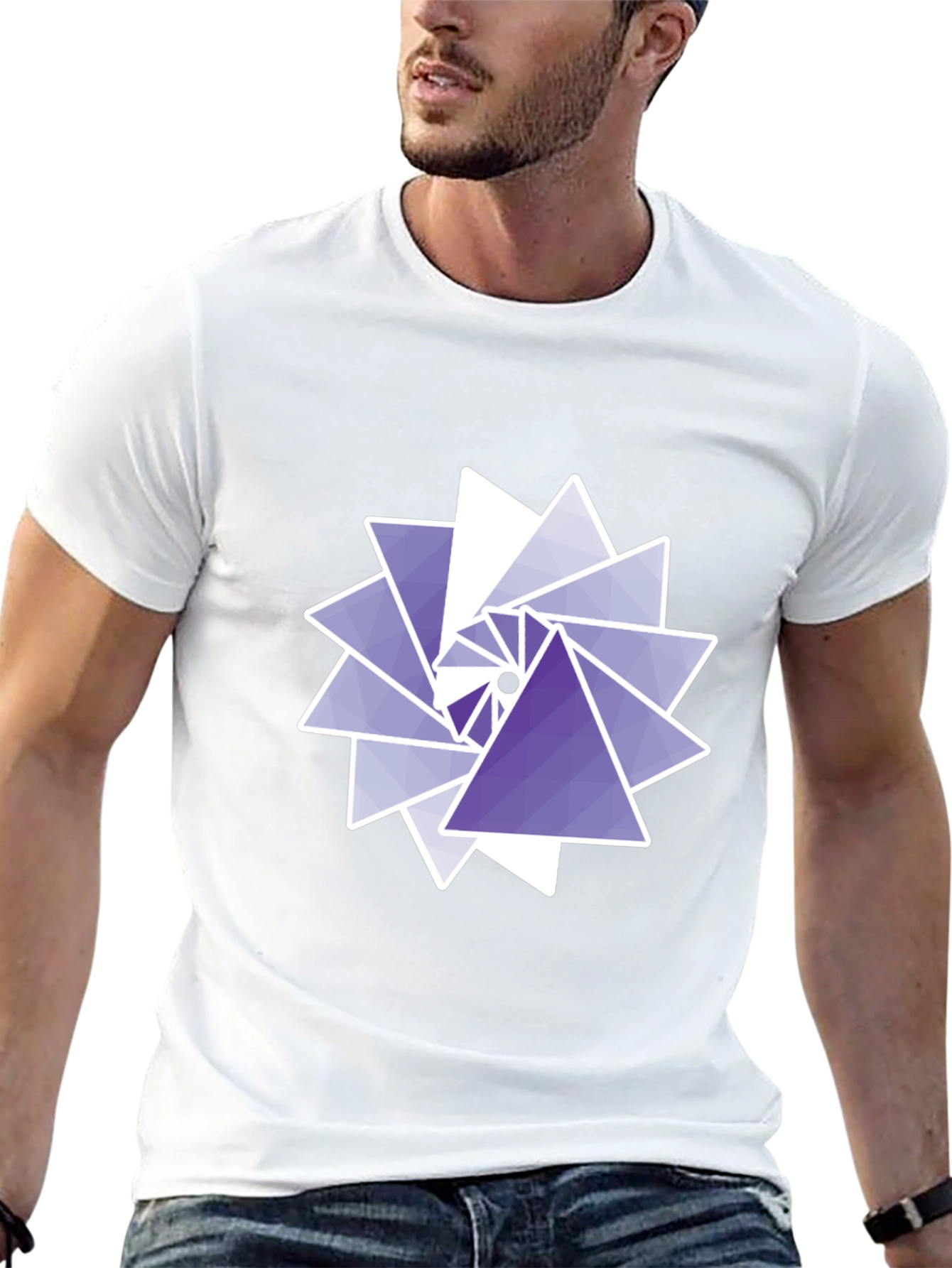 Geometric Triangle Swirl Graphic Tee - Modern Design