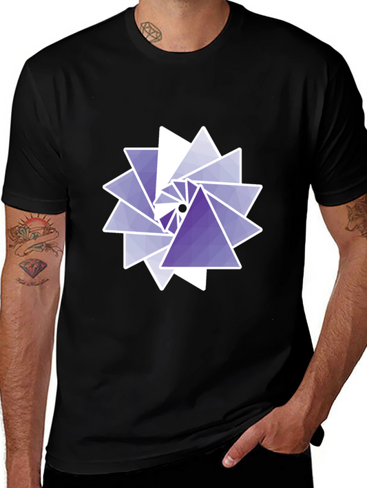 Geometric Triangle Swirl Graphic Tee - Modern Design