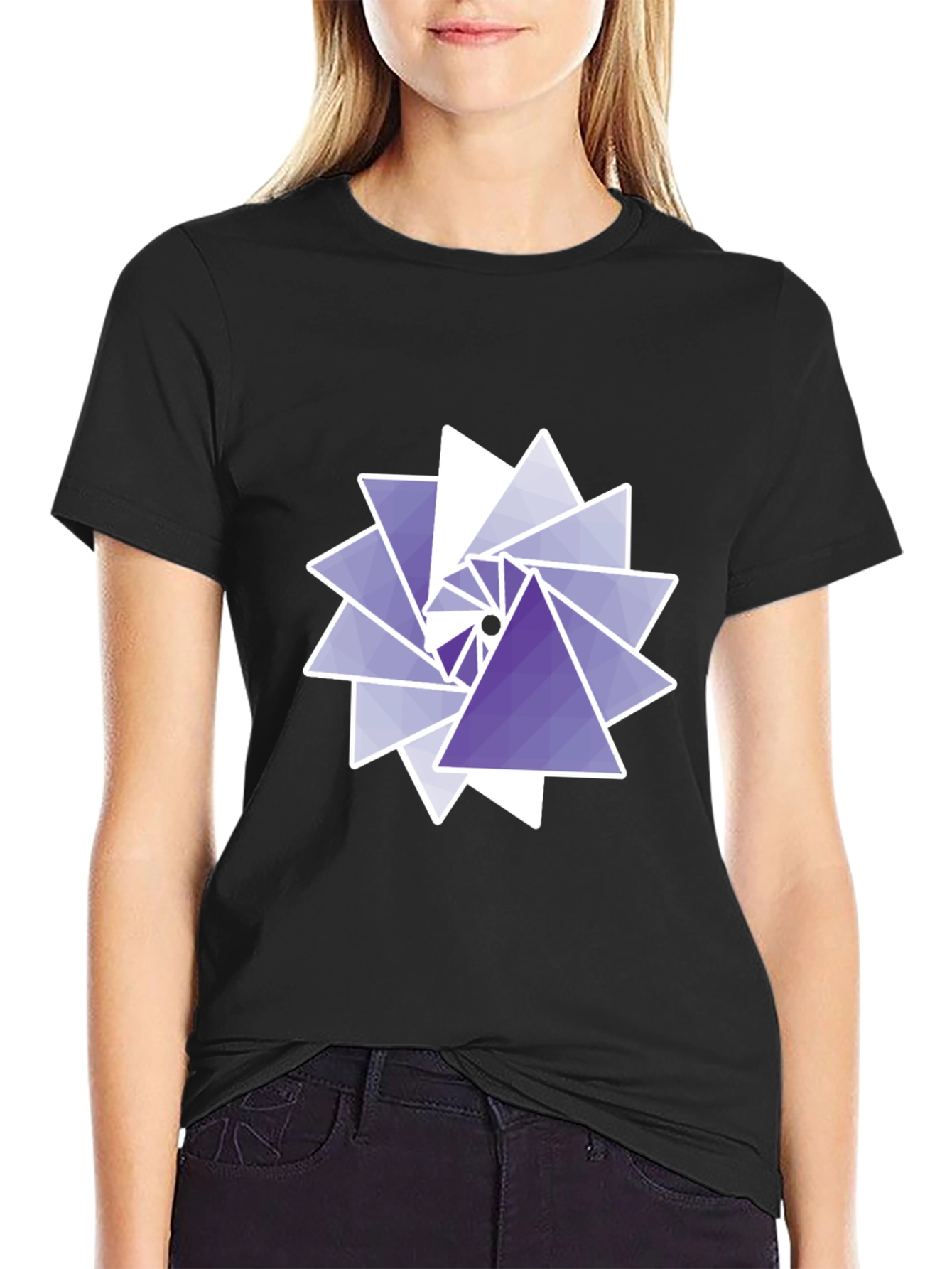 Geometric Triangle Swirl Graphic Tee - Modern Design