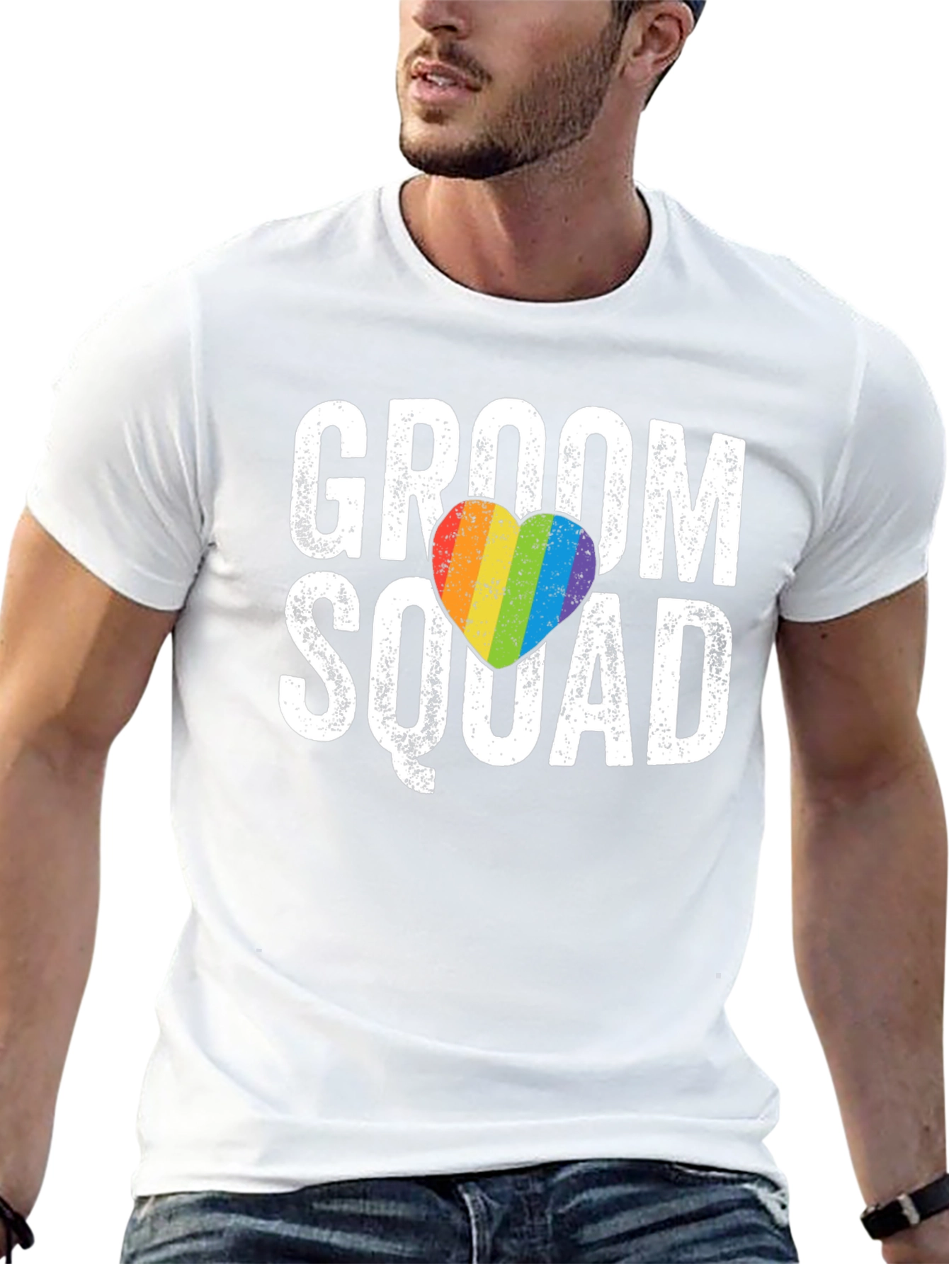Groom Squad Rainbow Heart T-Shirt