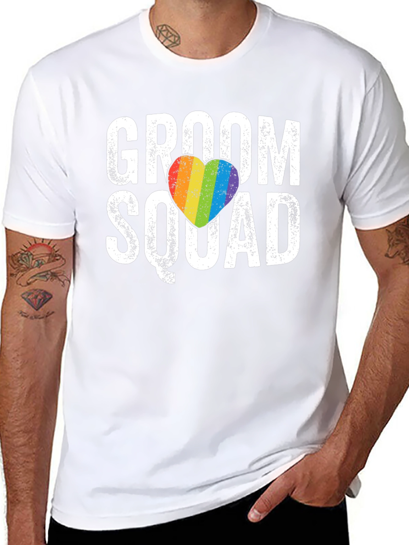 Groom Squad Rainbow Heart T-Shirt