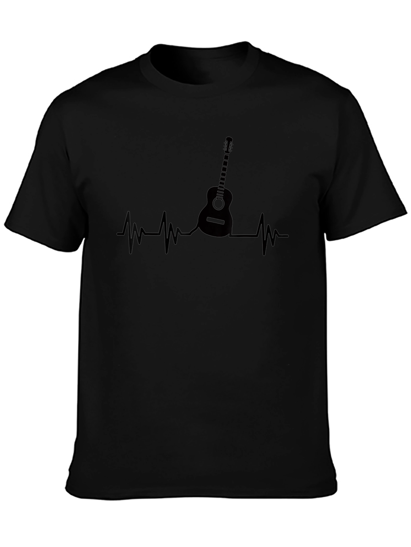 Guitar Heartbeat Black T-Shirt - Music Lover Tee