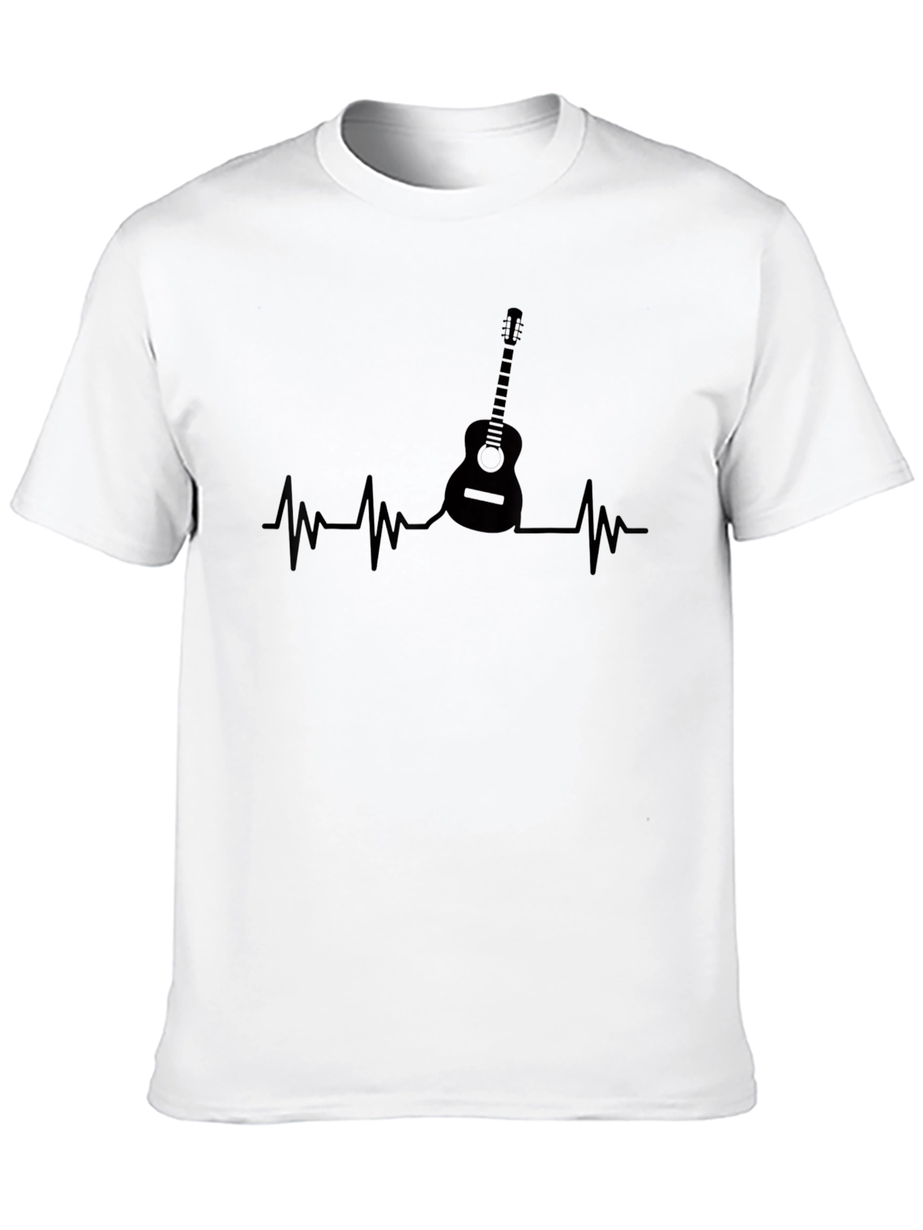Guitar Heartbeat Black T-Shirt - Music Lover Tee