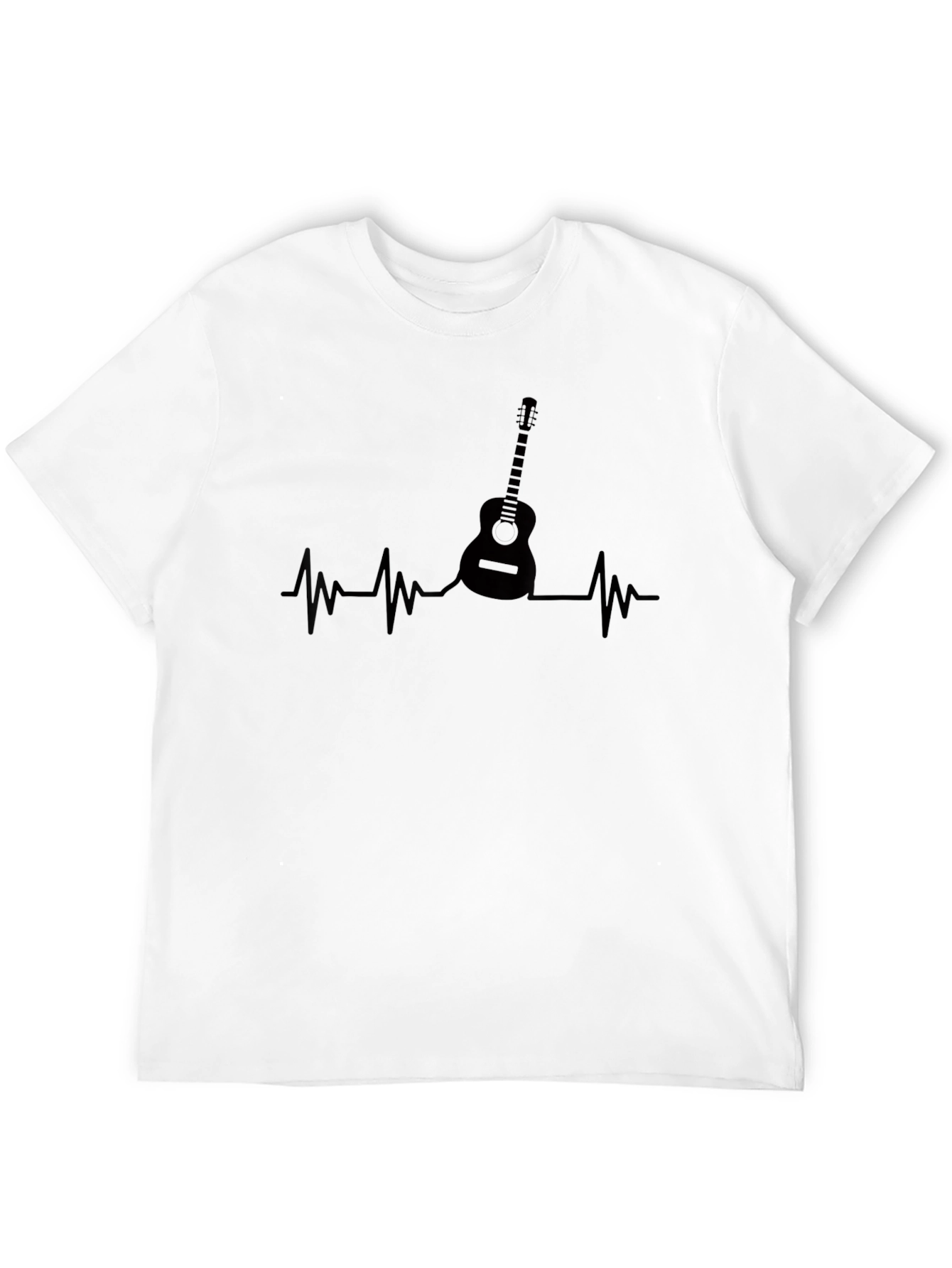 Guitar Heartbeat Black T-Shirt - Music Lover Tee