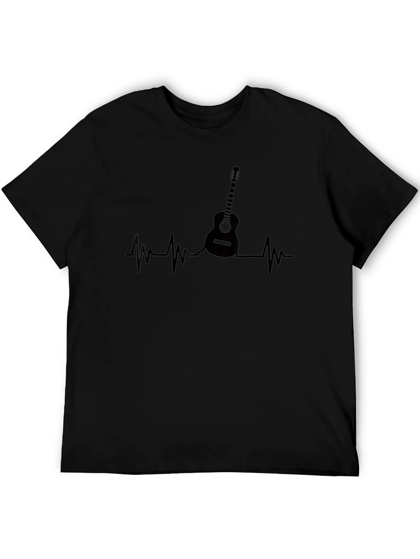 Guitar Heartbeat Black T-Shirt - Music Lover Tee