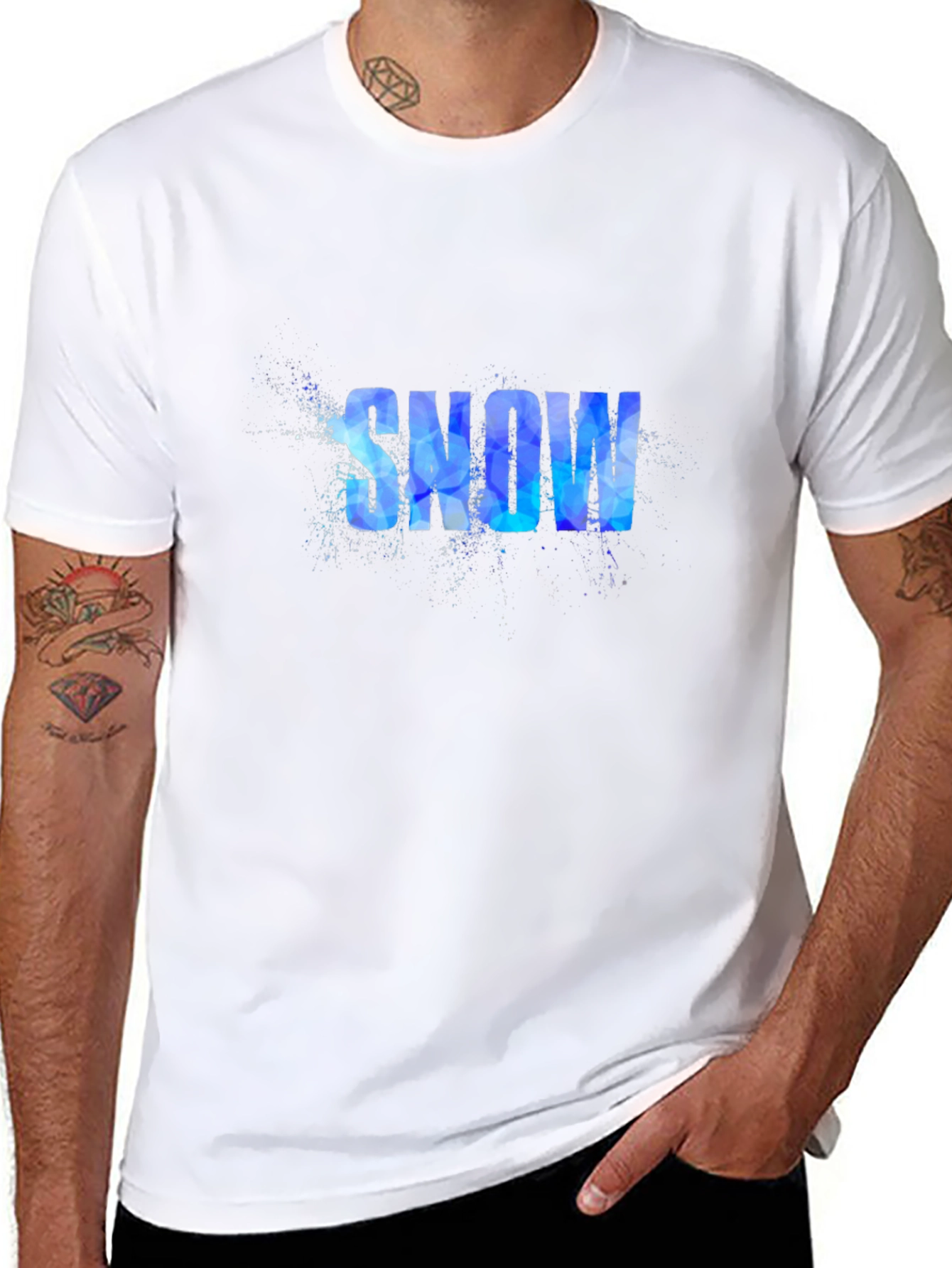 Snow Graphic Print Black T-Shirt