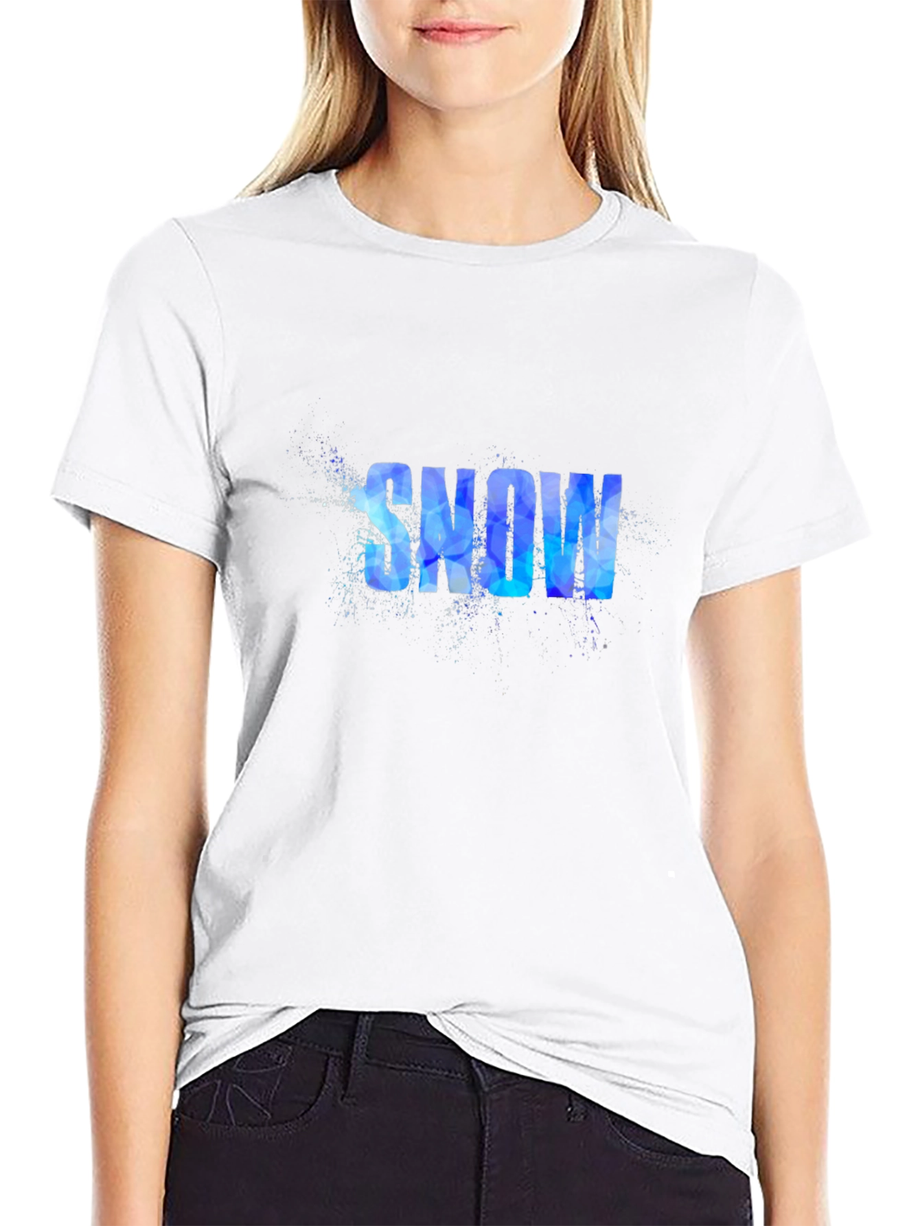 Snow Graphic Print Black T-Shirt