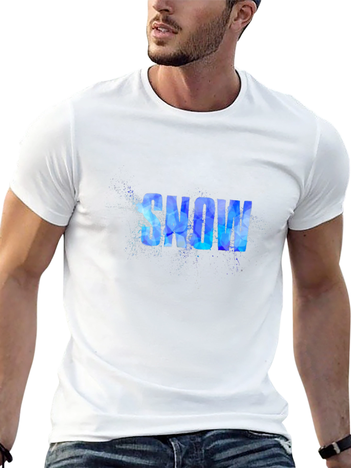 Snow Graphic Print Black T-Shirt