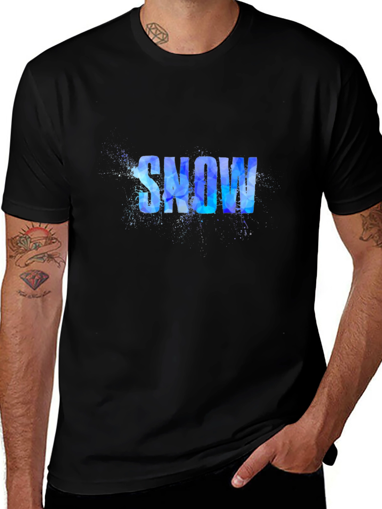 Snow Graphic Print Black T-Shirt
