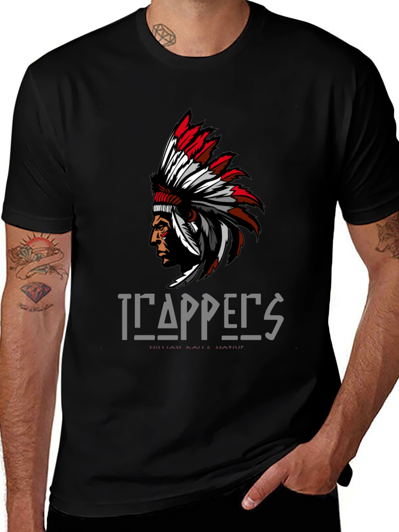 Trappers Native American Graphic Print T-Shirt