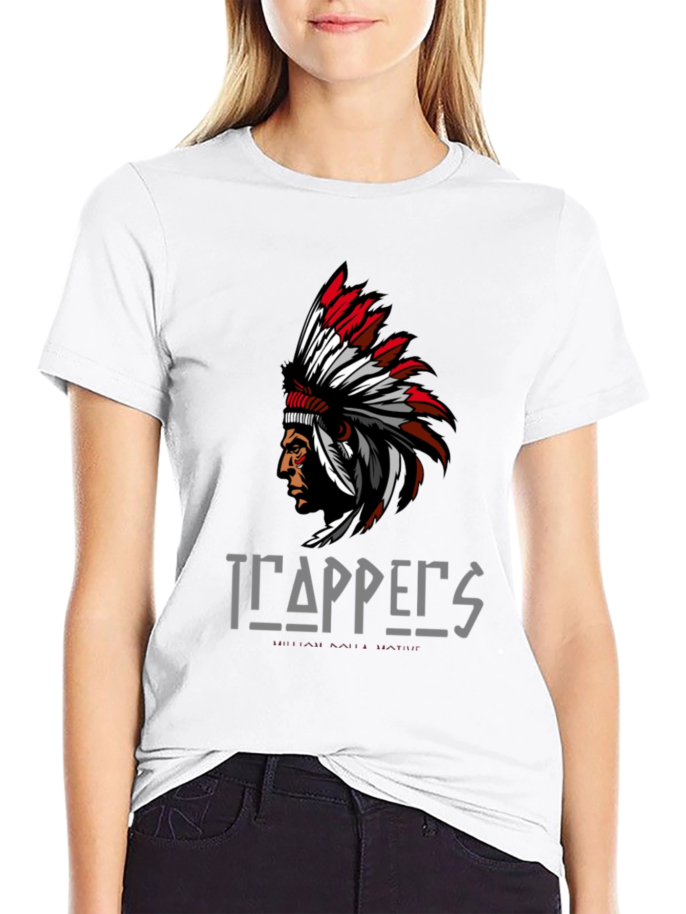 Trappers Native American Graphic Print T-Shirt