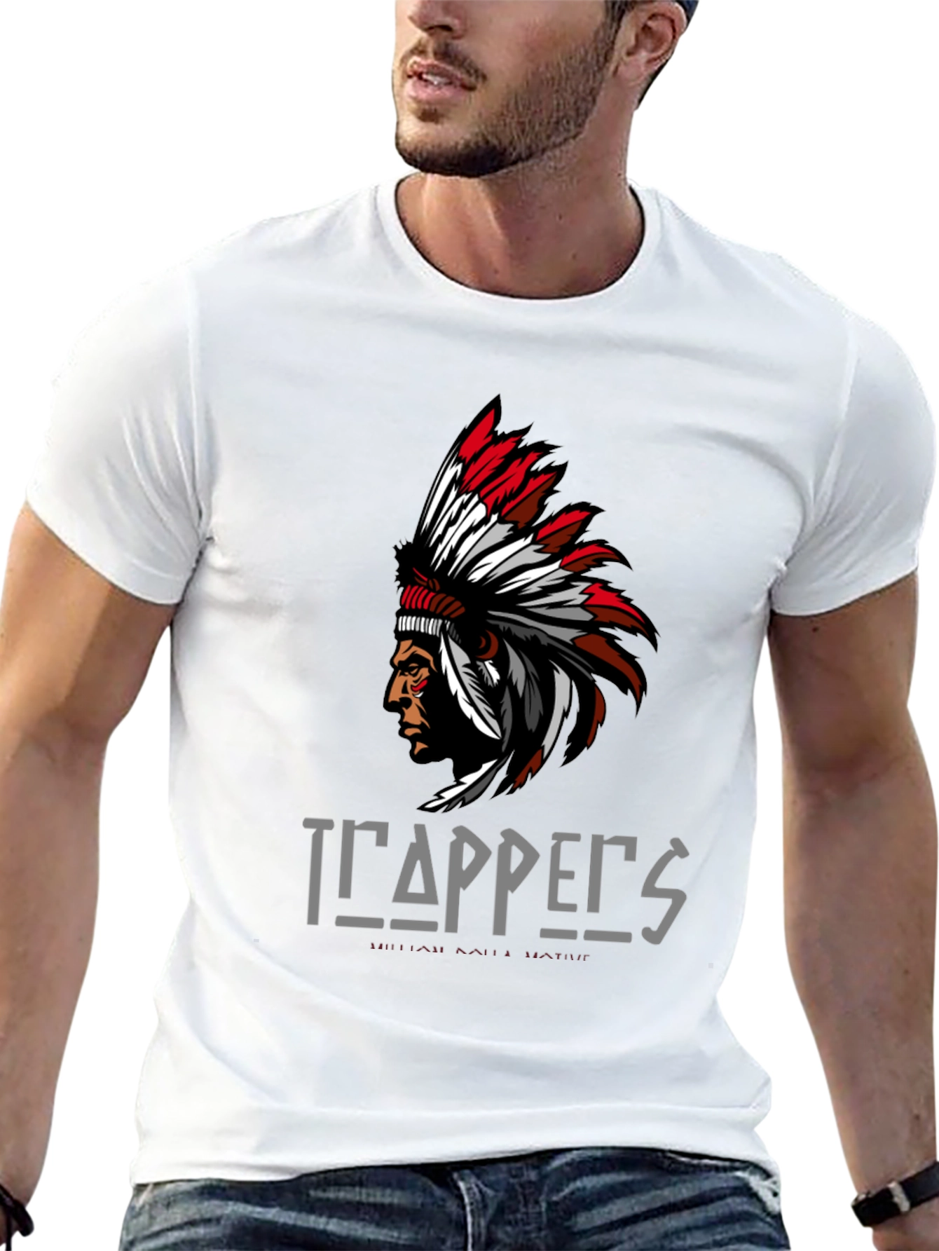 Trappers Native American Graphic Print T-Shirt
