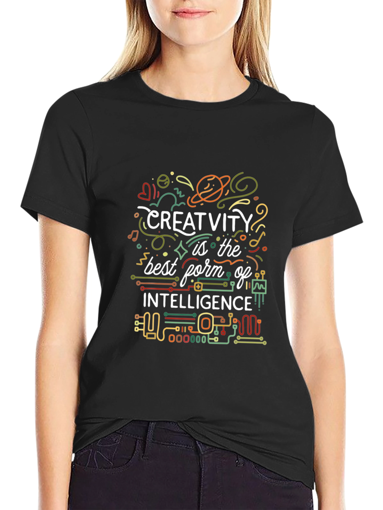 Creativity Intelligence Graphic Tee - Black Cotton Blend