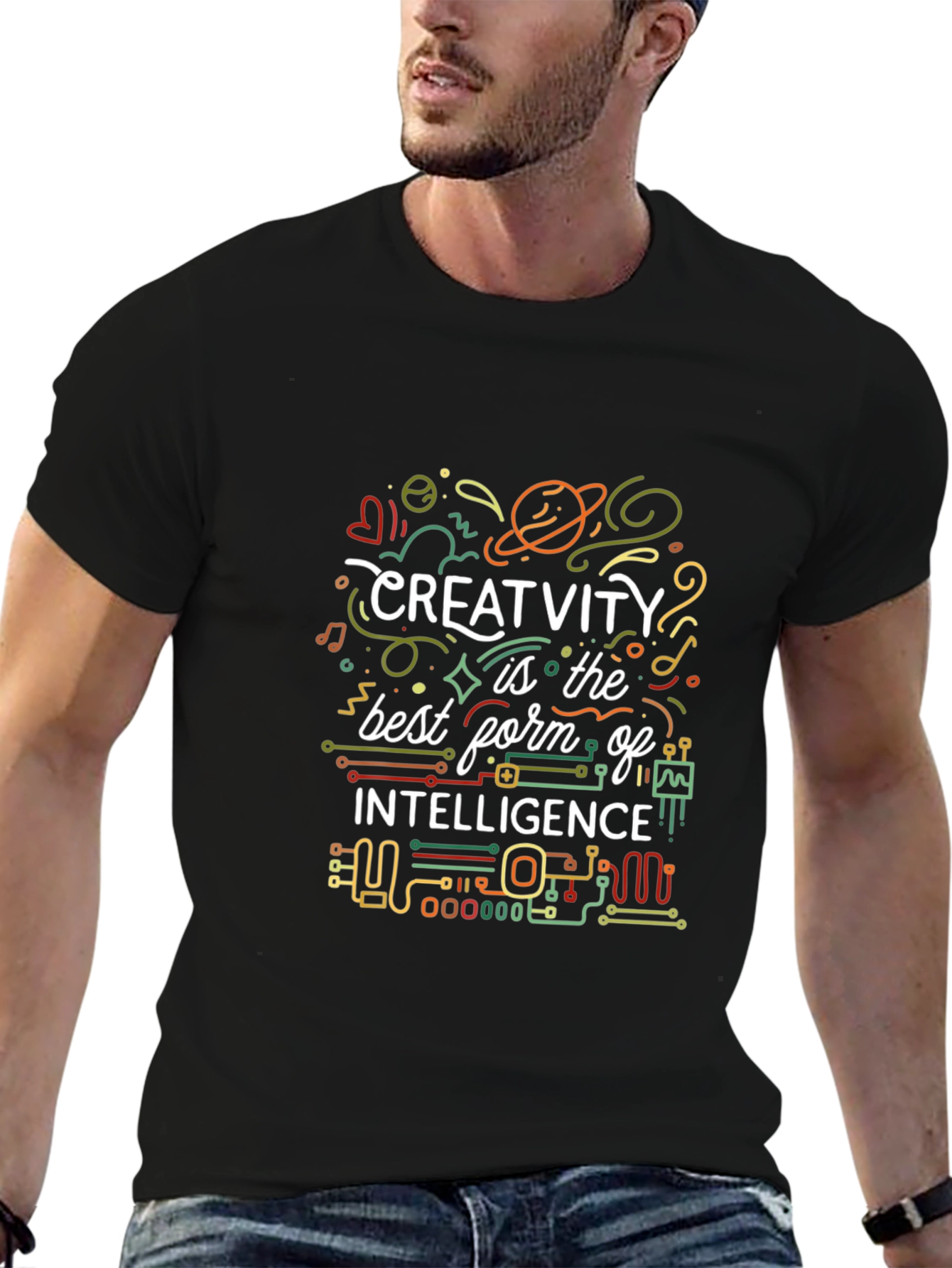 Creativity Intelligence Graphic Tee - Black Cotton Blend