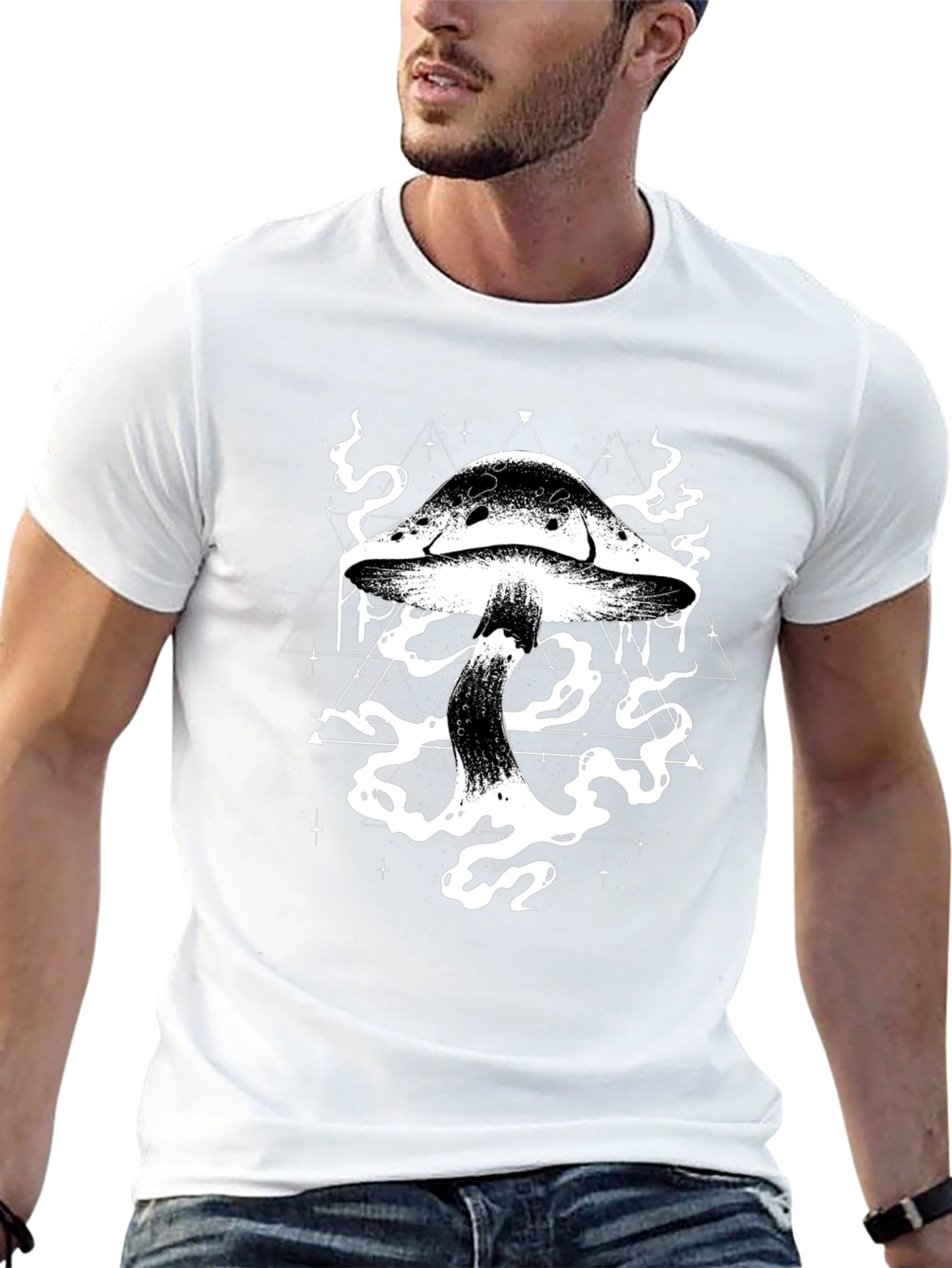 Mystic Mushroom Graphic Tee - Black Cotton T-Shirt
