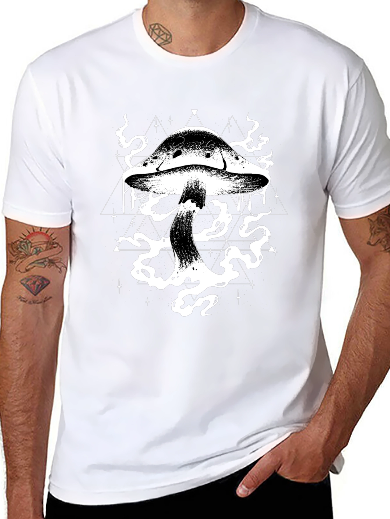 Mystic Mushroom Graphic Tee - Black Cotton T-Shirt