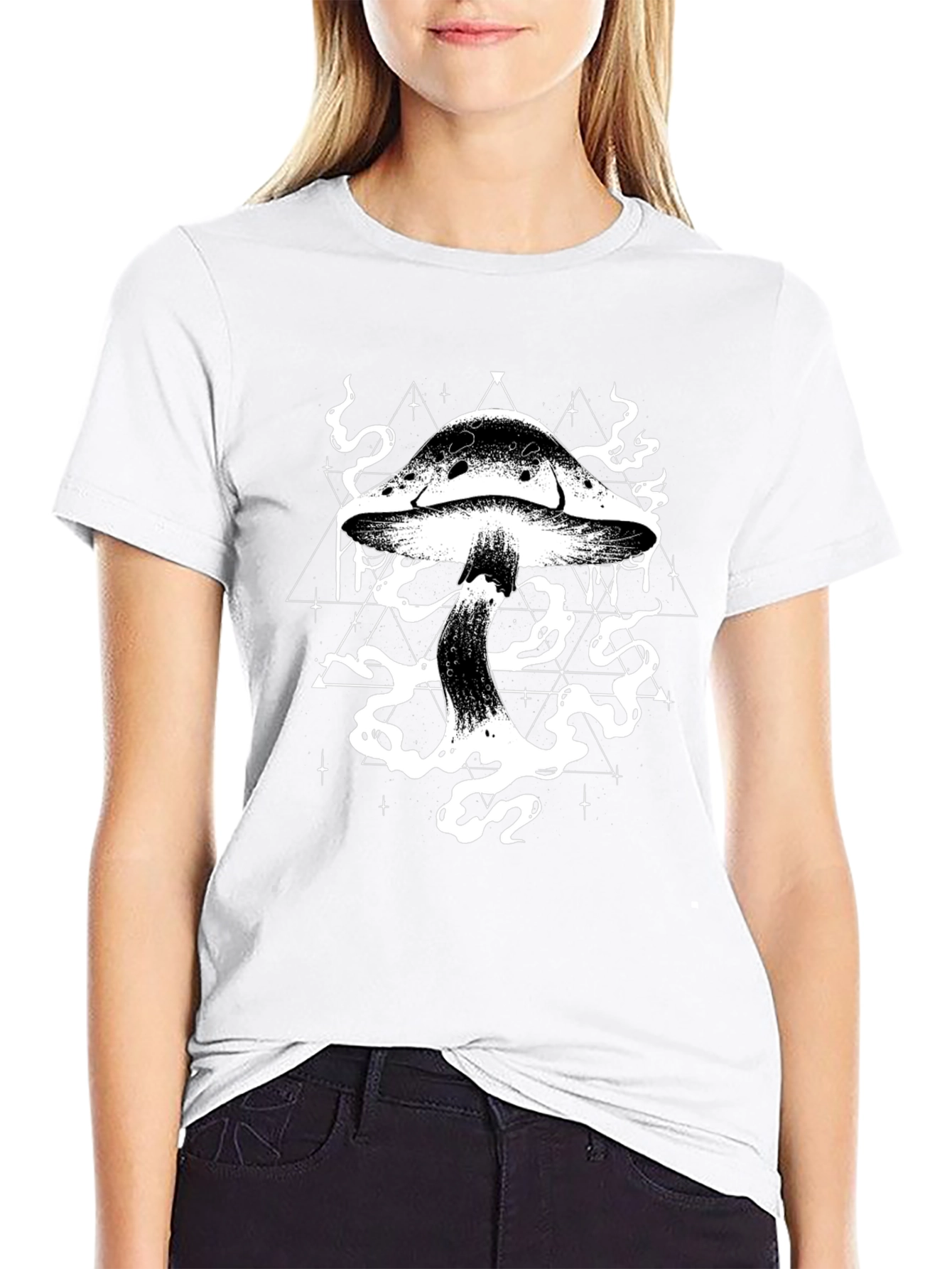 Mystic Mushroom Graphic Tee - Black Cotton T-Shirt