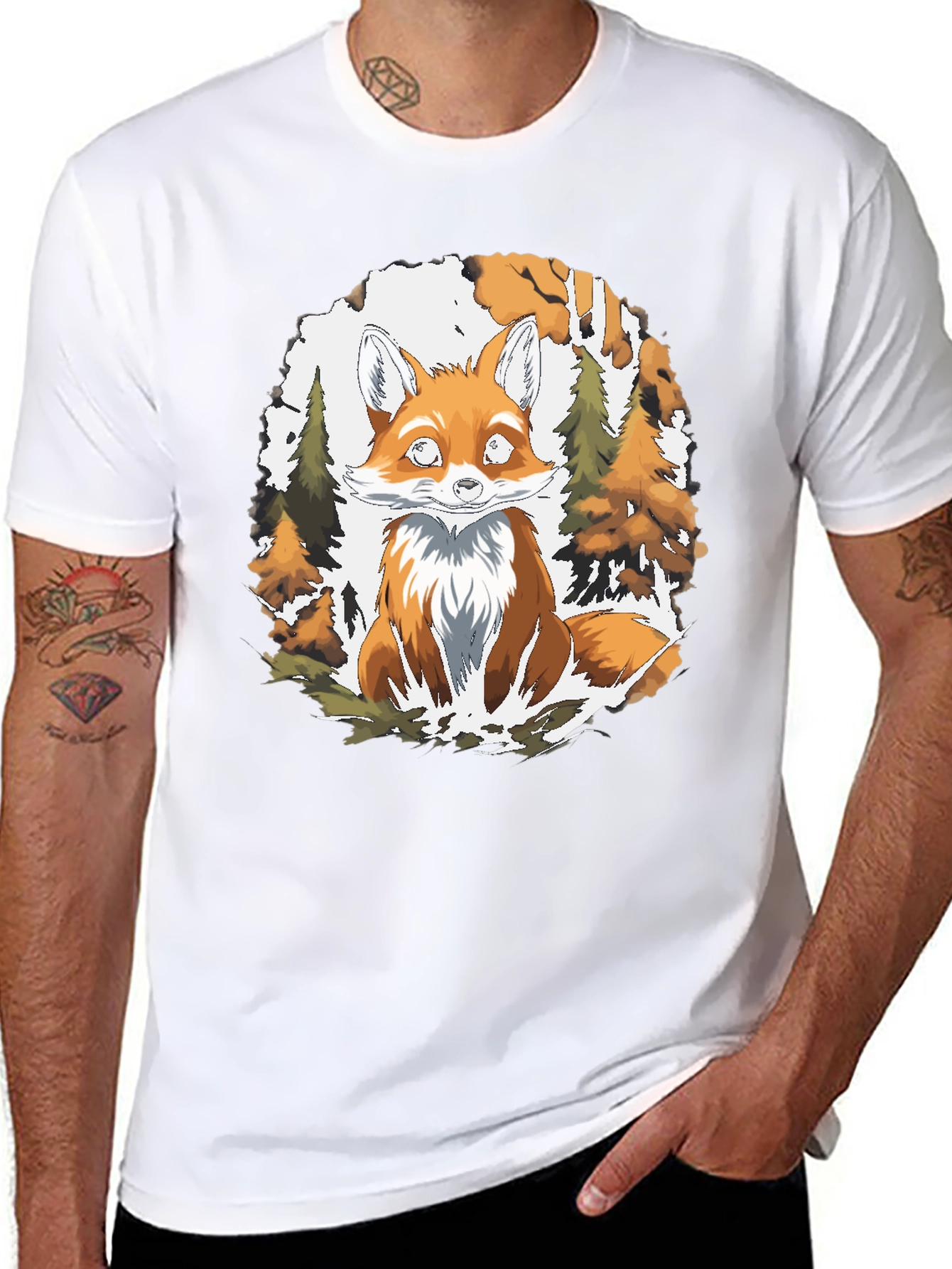 Fox in the Woods Graphic Tee - Black