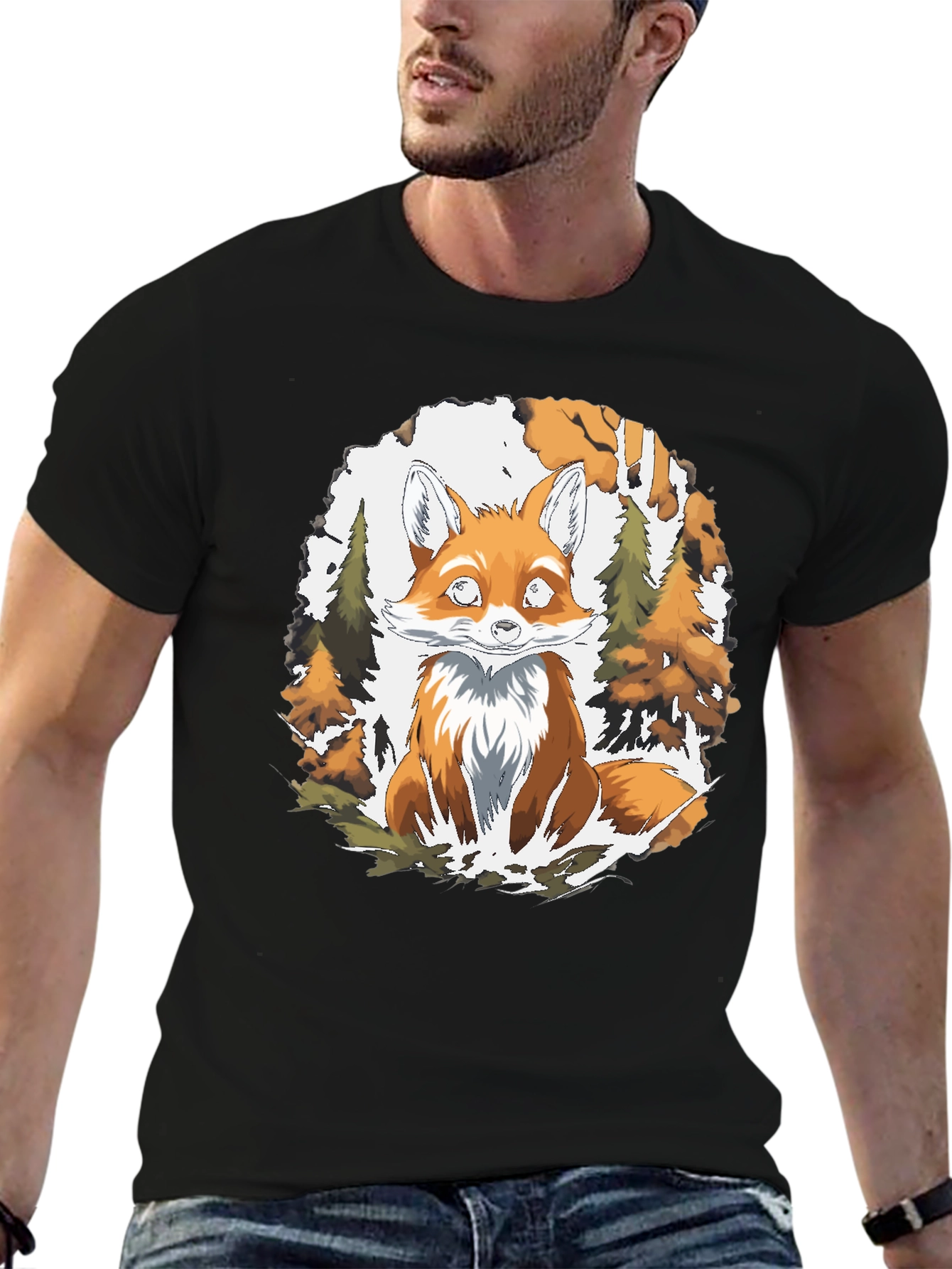 Fox in the Woods Graphic Tee - Black