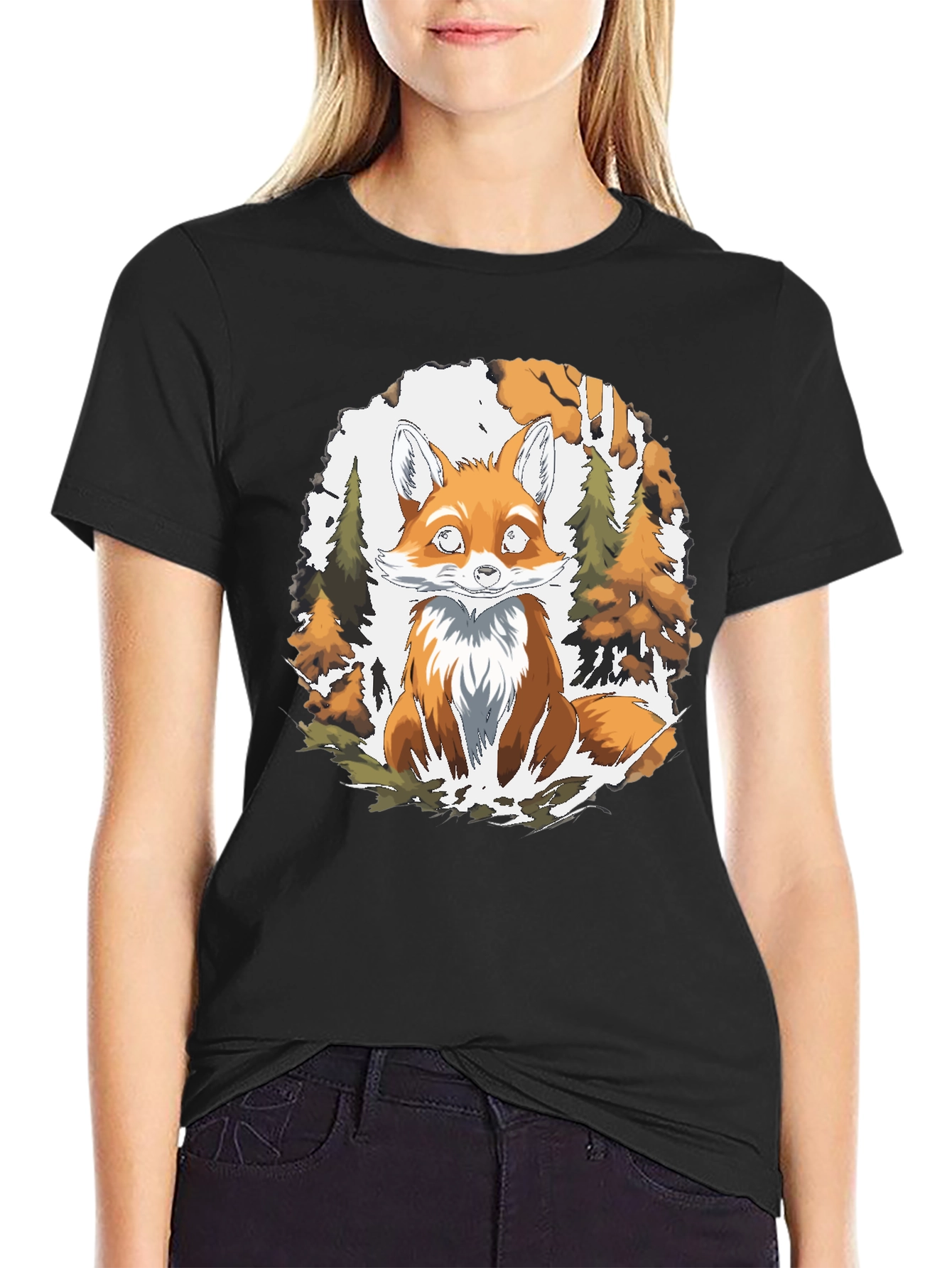 Fox in the Woods Graphic Tee - Black