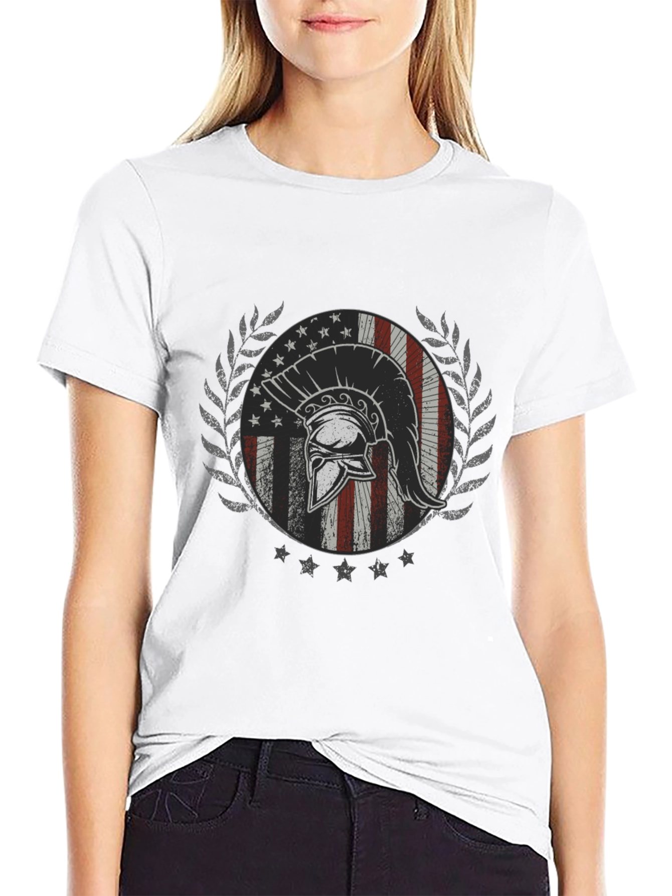 Spartan American Flag Graphic T-Shirt