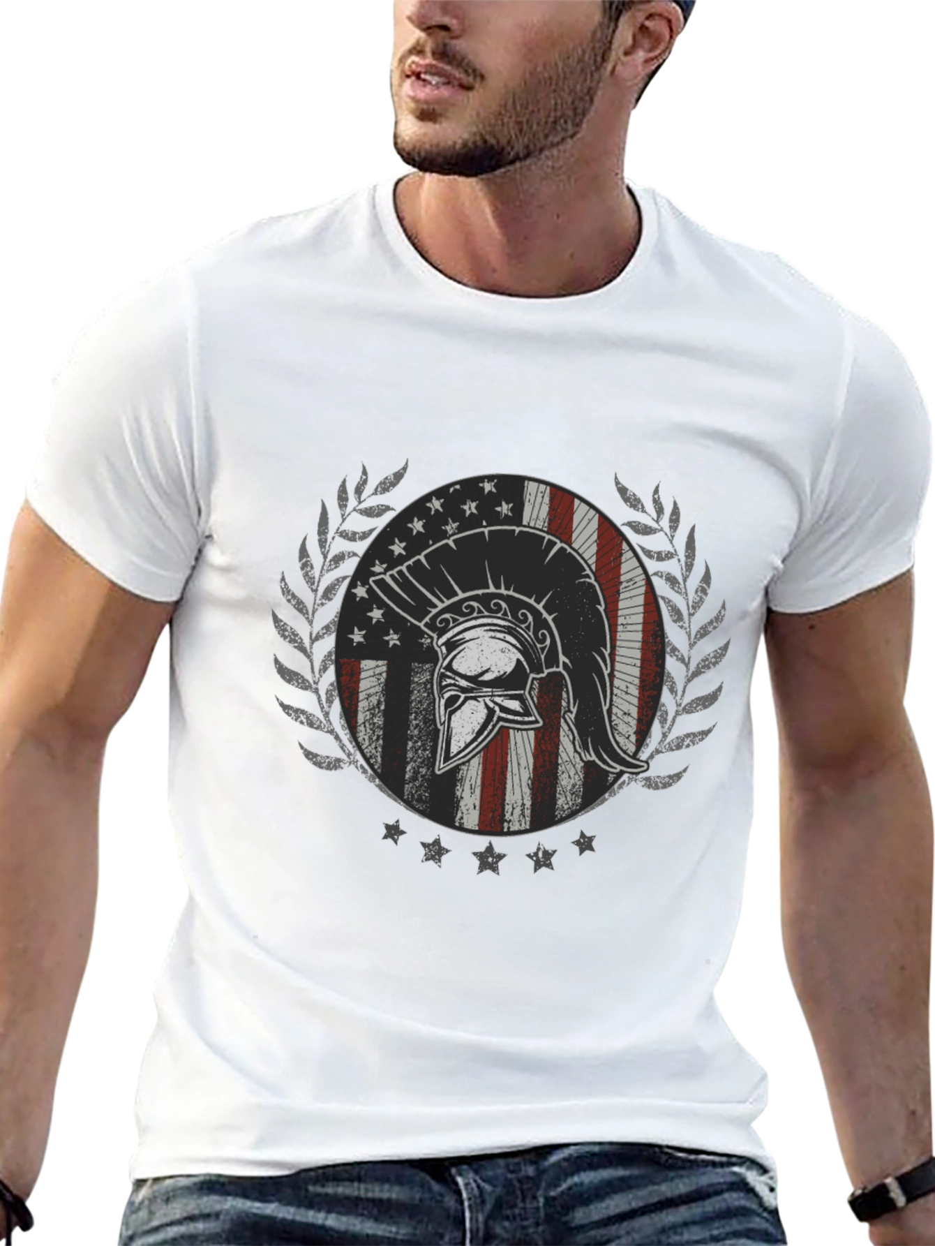 Spartan American Flag Graphic T-Shirt