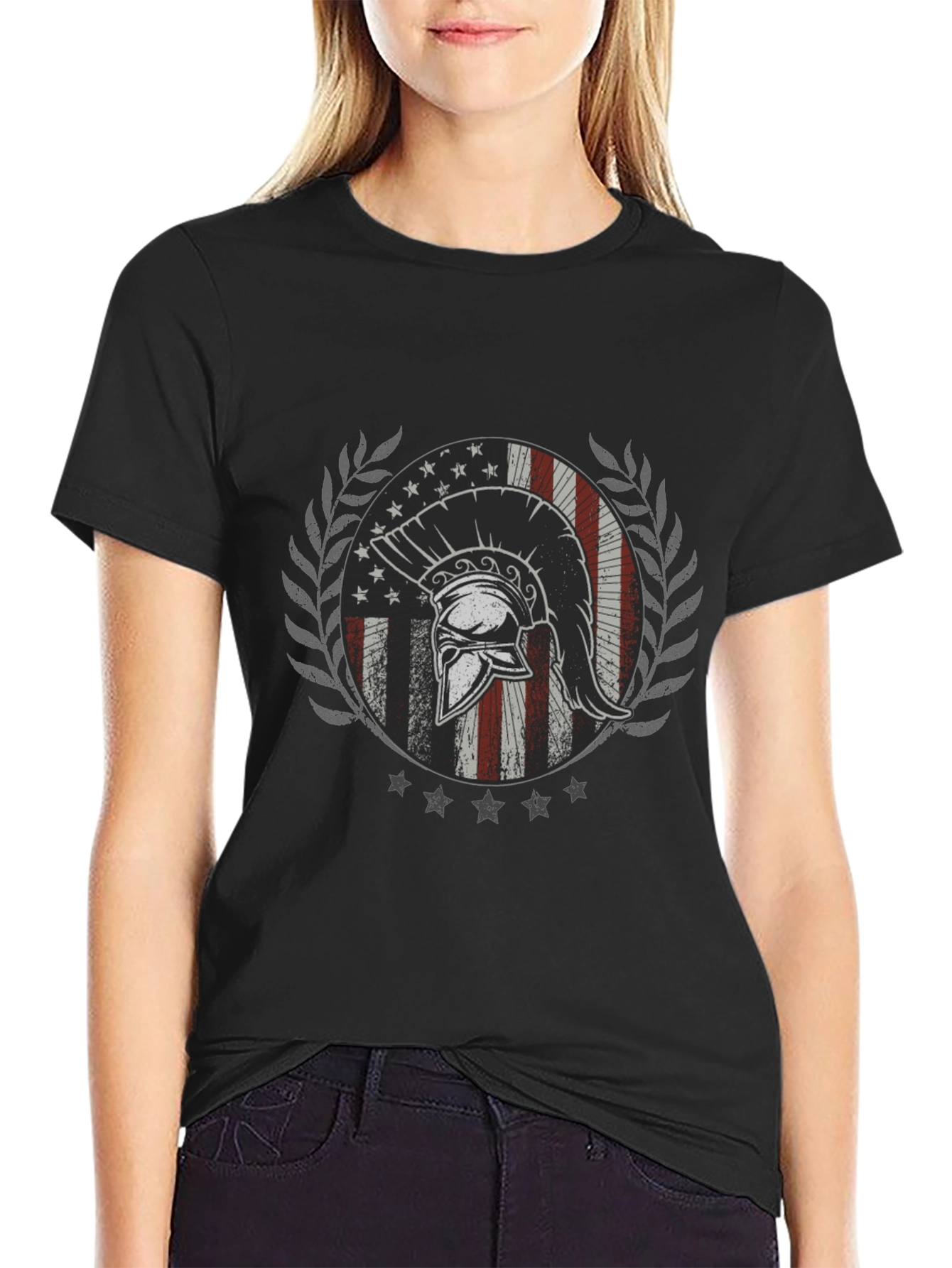 Spartan American Flag Graphic T-Shirt
