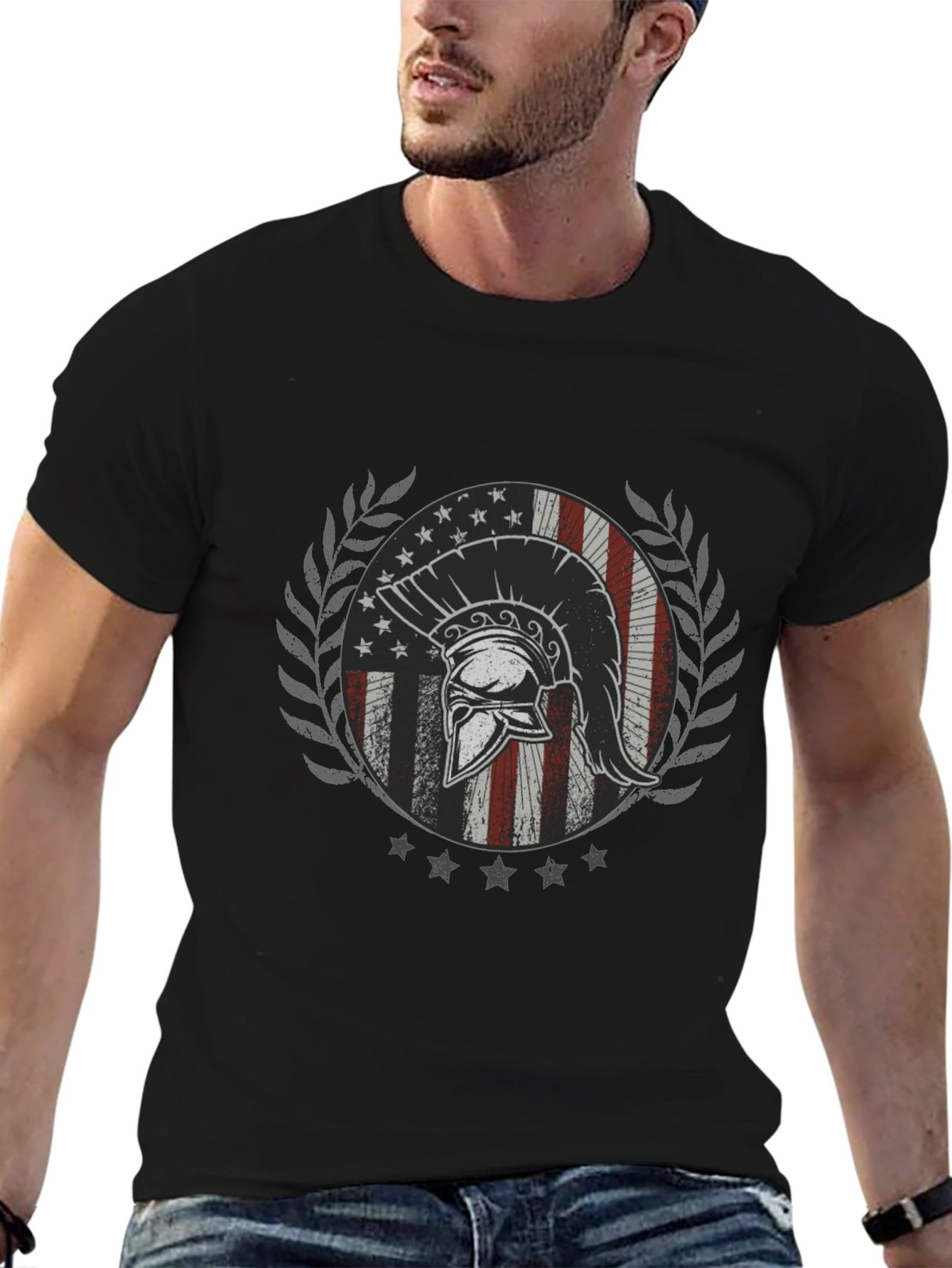 Spartan American Flag Graphic T-Shirt