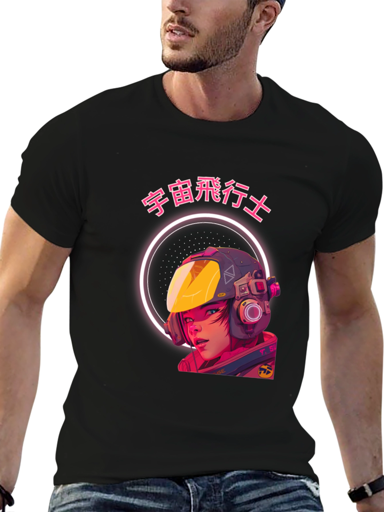 Anime Astronaut Graphic T-Shirt