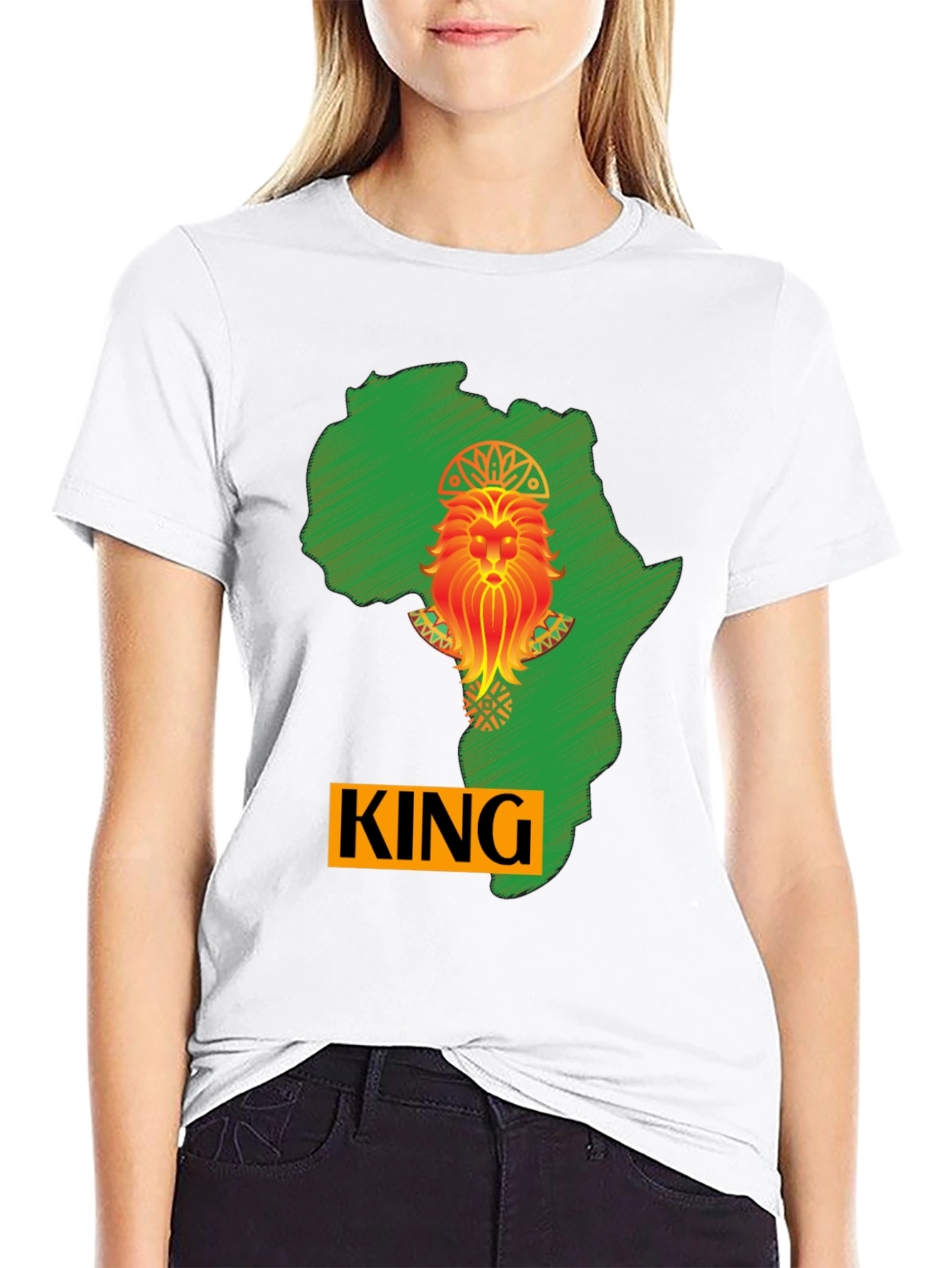 African King Lion Black T-Shirt
