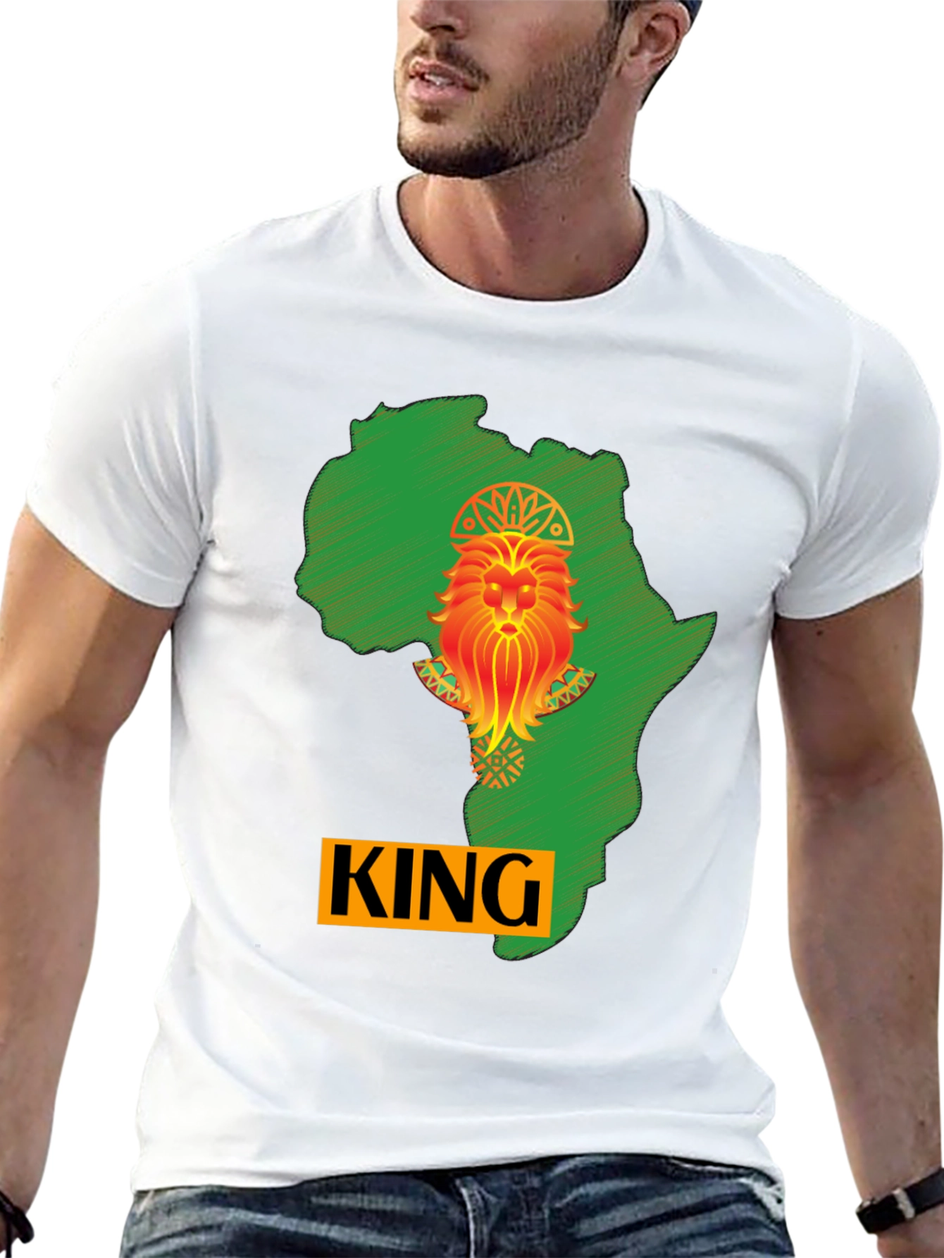 African King Lion Black T-Shirt