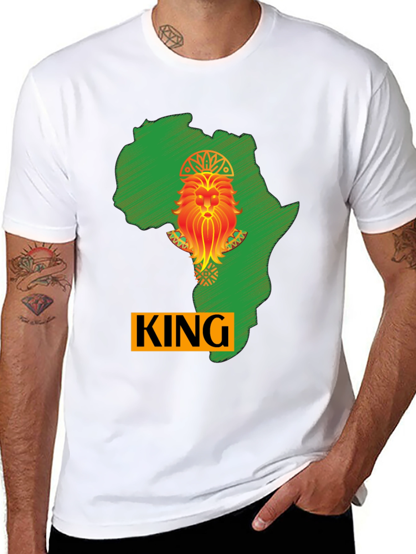 African King Lion Black T-Shirt