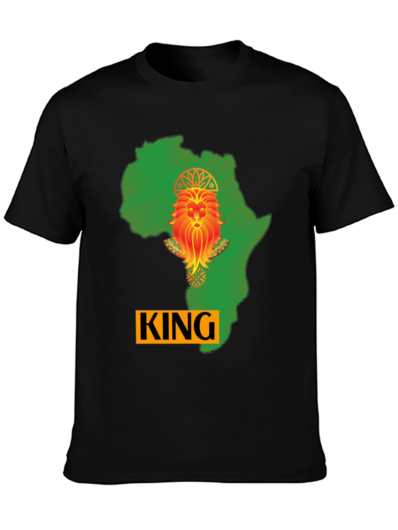 African King Lion Black T-Shirt